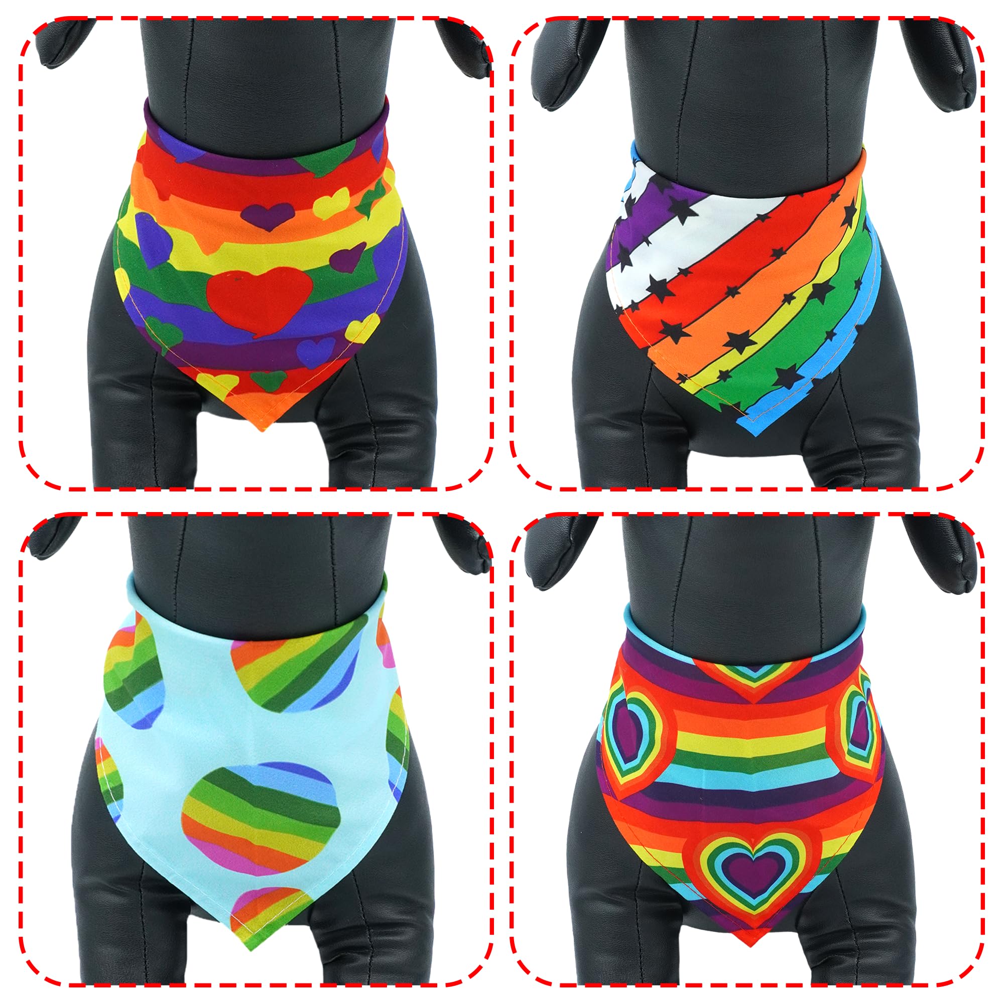 Jpgdn 100Pcs Pride Day Dog Bandanas Bulk Rainbow Adjustable Triangle Bibs Scarves Kerchief For Small Medium Boys Girls Grooming