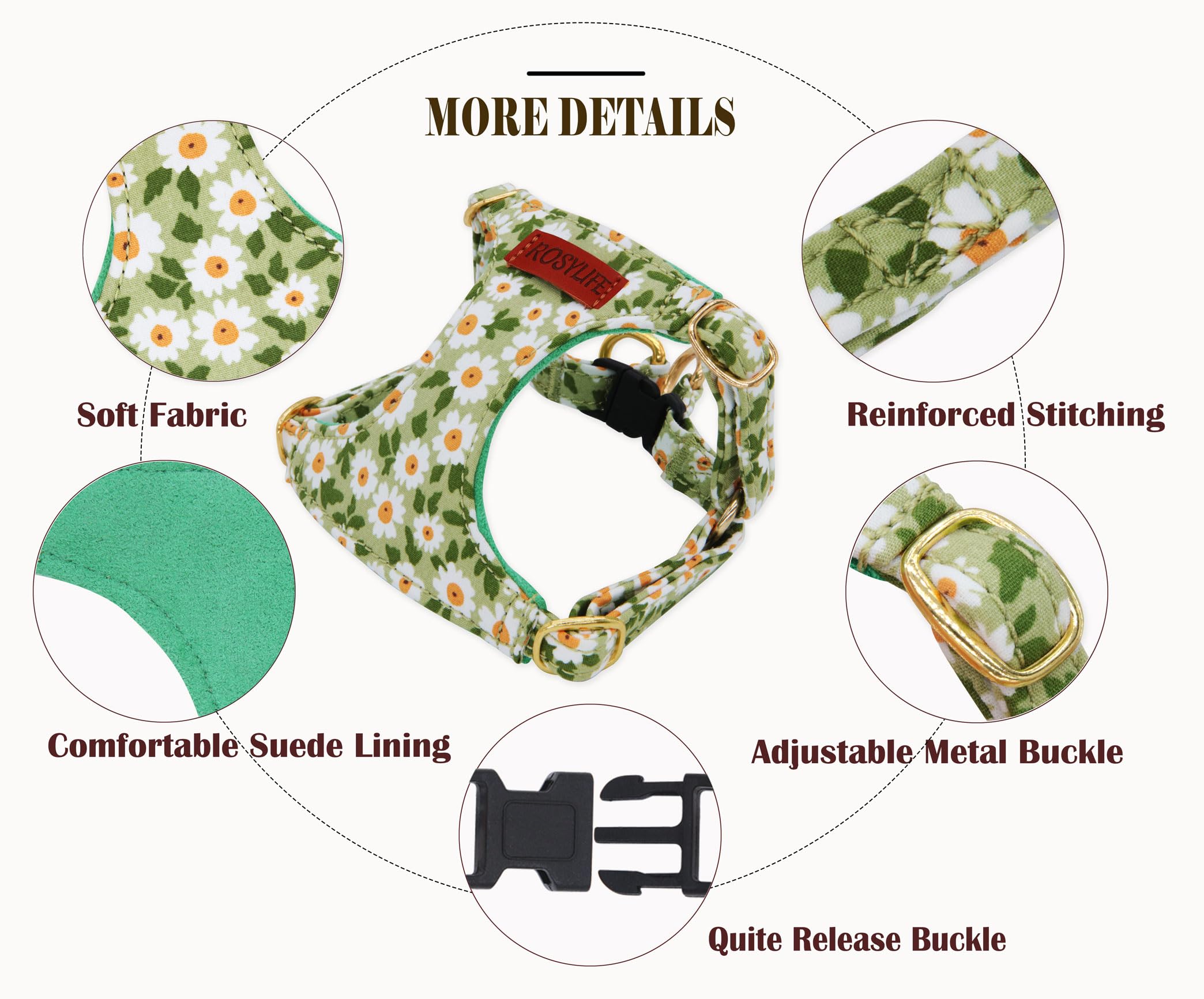 No Pull Dog Harness Adjustable Small Dog Harness And Leash Set, Lightweight And Soft Pet Harness No Choke Escape Proof Pet Harne