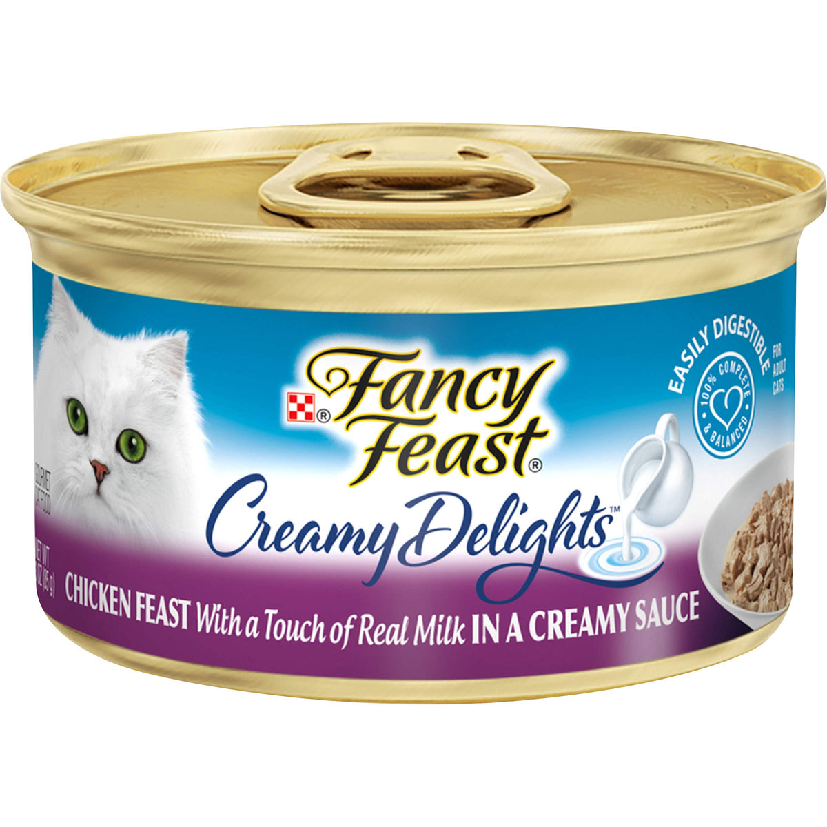 Purina Fancy Feast Pate Wet Cat Food, Creamy Delights Chicken Feast In A Creamy Sauce - (Pack Of 24) 3 Oz. Cans