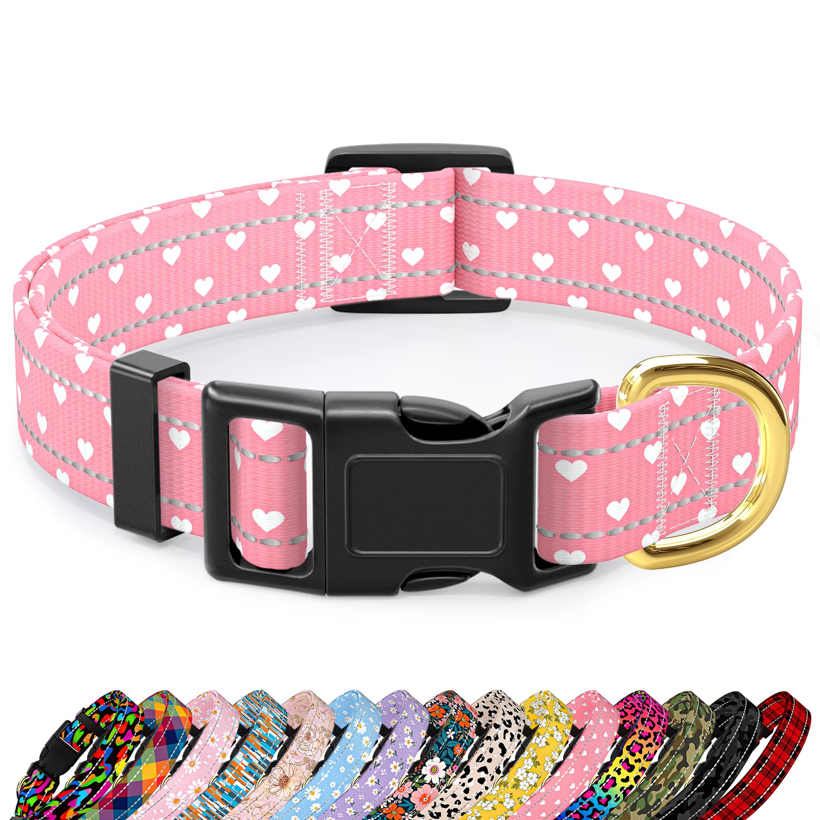 Tmoodel Reflective Dog Collar For Extra Small Dogs, Cute Adjustable Heavy-Duty Nylon Puppy Collars For Boy And Girl Female, Soft
