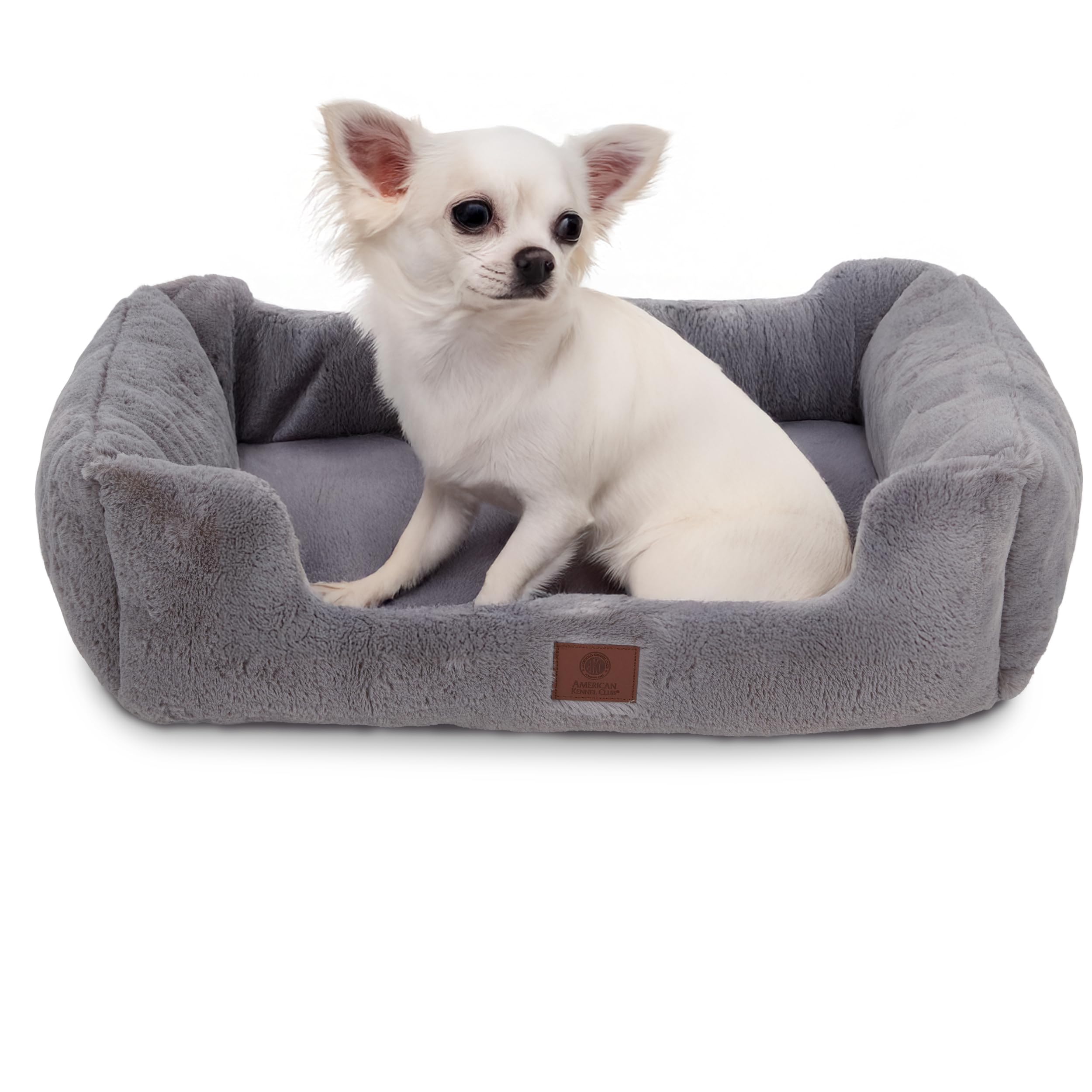 American Kennel Club Cuddler Pet Bed With Low-Profile Entrance - 25'' Plush Dog Bed For Small Breeds, Ultra-Soft Washable Bed Wi