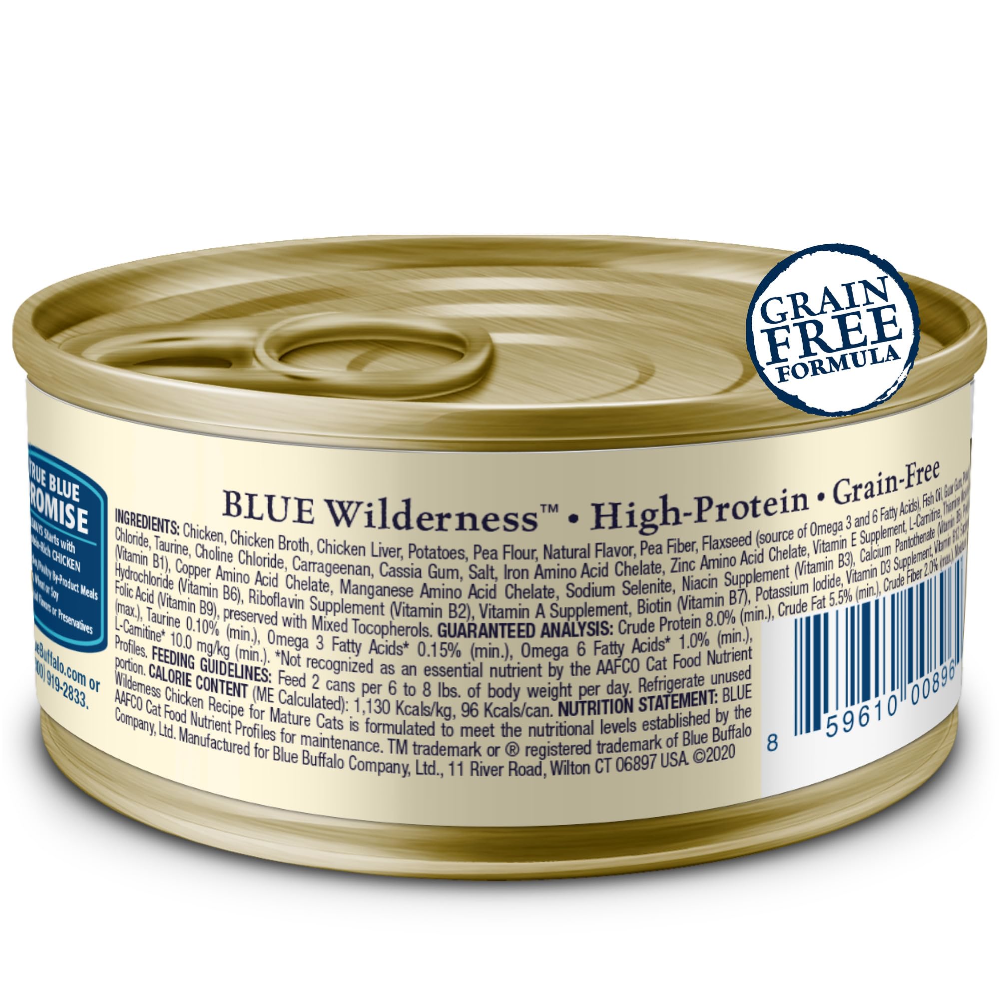 Blue Buffalo Wilderness High Protein Grain Free, Natural Mature Pate Wet Cat Food, Chicken 3-oz cans (Pack of 24)