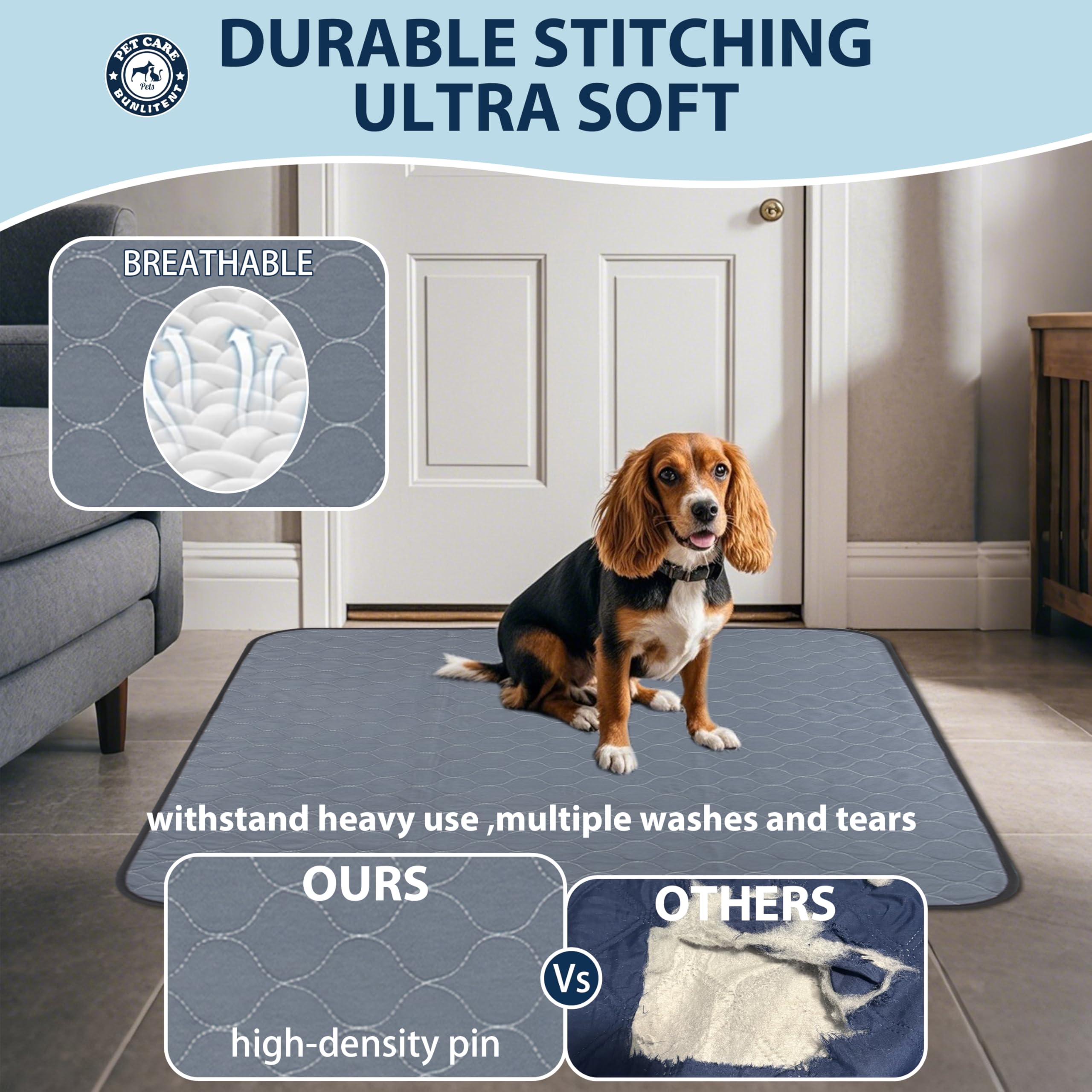 Washable Pee Pads For Dogs, 36X48 Reusable Puppy Pads With Fast Absorbent, Waterproof Reusable Pee Pads For Whelping, Traing, In