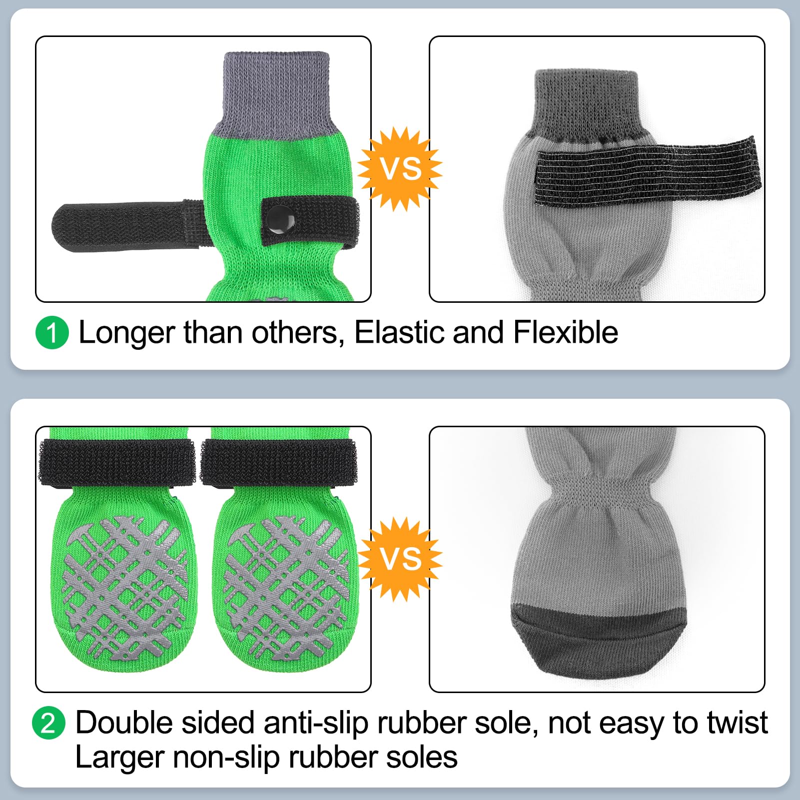 Beautyzoo Dog Socks For Hardwood Floors - Shoes For Small To Large Dogs - Double Side Grips, Traction Control, Anti Slip, Paw Pr