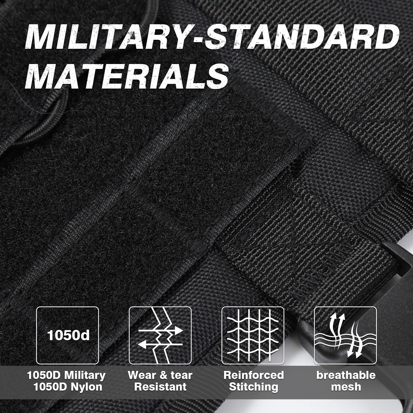 Yungaspy No Pull Tactical Dog Harness for Large Dogs, Escape Proof Molle Dog Vest Harness and Leash Set, Adjustable Military Ser