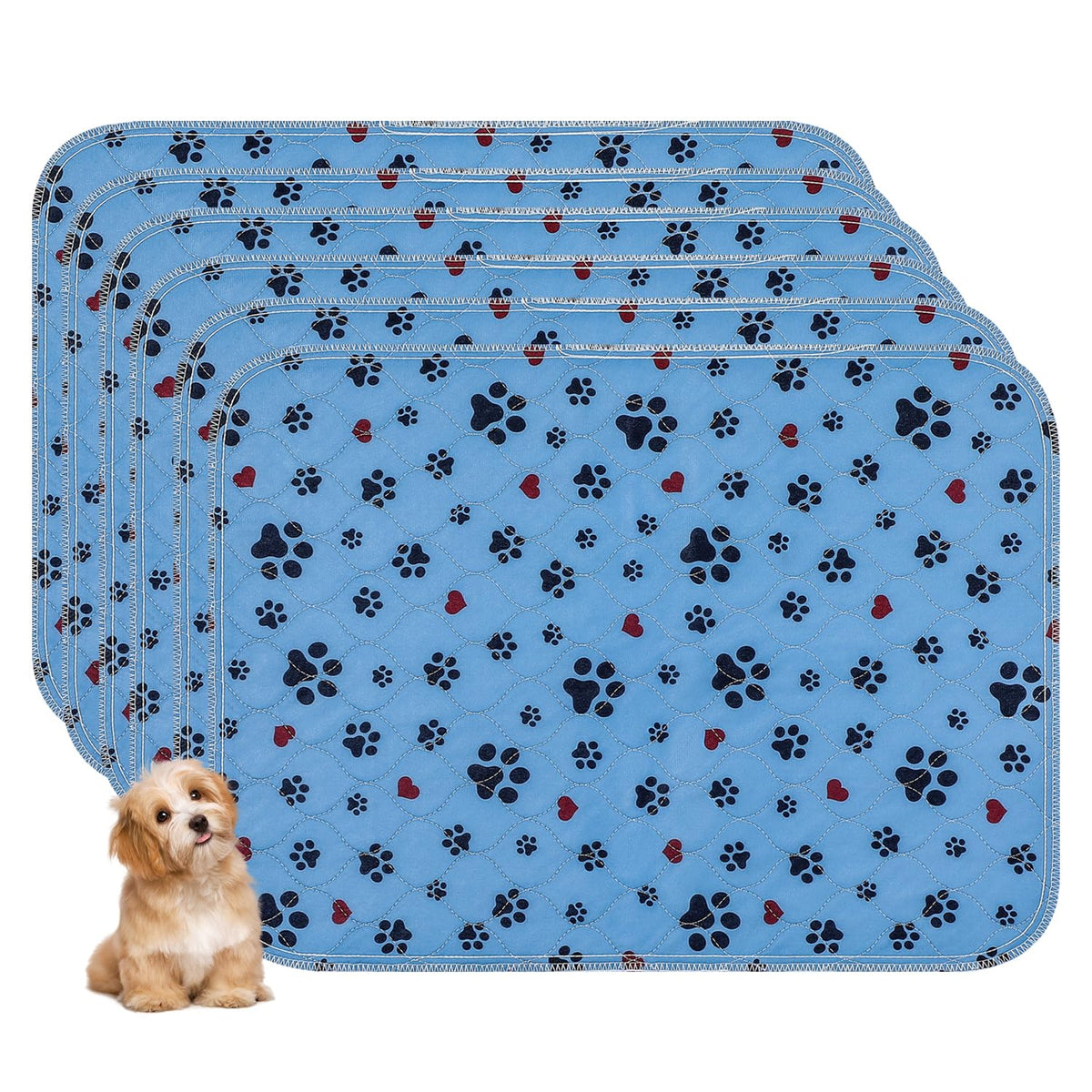 Washable Pee Pads For Dogs,6 Pack Large 18''X24'' Super Absorbent Reusable Puppy Pads,Non-Slip 100% Waterproof Dog Pee Pads,Pet 