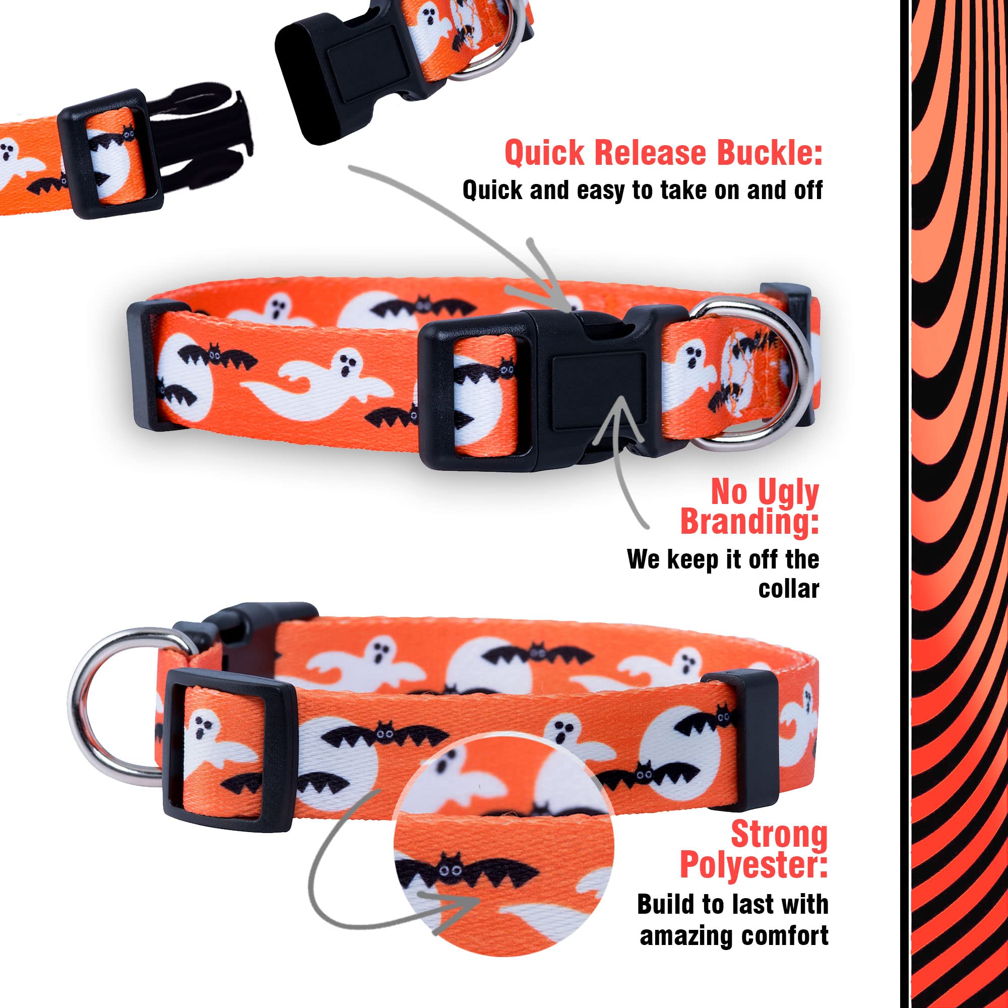 Native Pup Halloween Dog Collar (Large, Ghosts)