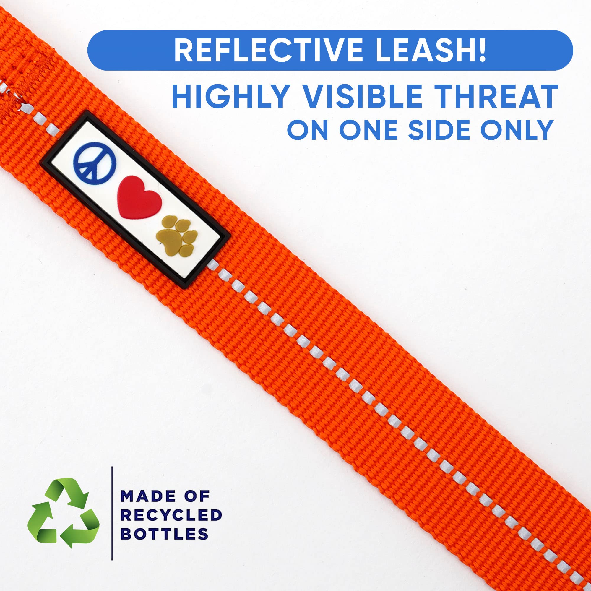 Pawtitas 6 Ft Recycled Dog Leash With Reflective Stitched Thread - Small, Made From Plastic Bottles Collected From Oceans - Oran