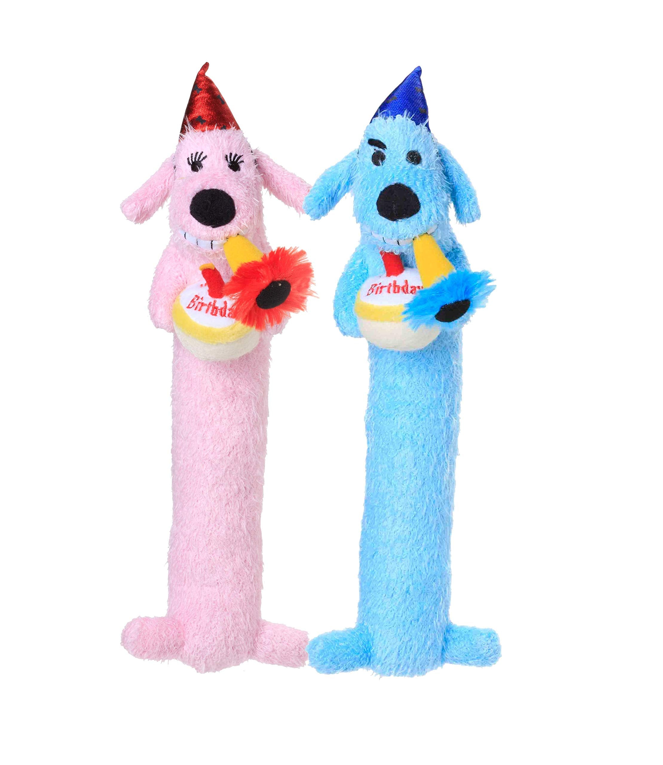 Multipet Birthday Loofa Toy Toy Dogs Color:Assorted Pack Of 2