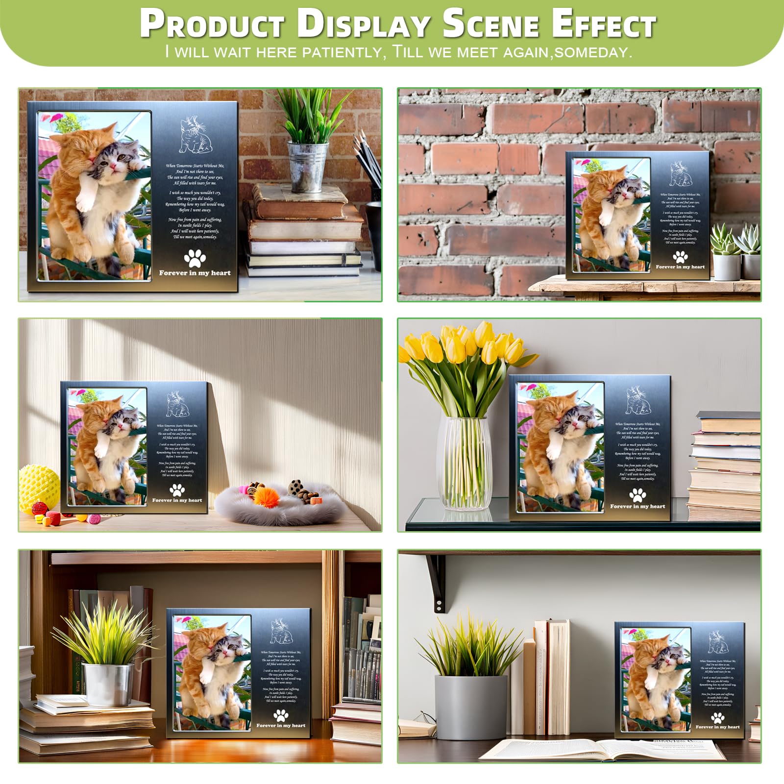 Joeziton Rainbow Bridge Cat Memorial Gifts For Loss Of Cat, Loss Of Cat Sympathy Gift, Cat Memorial Picture Frame, 4 X 6 Inches, Aluminum Alloy