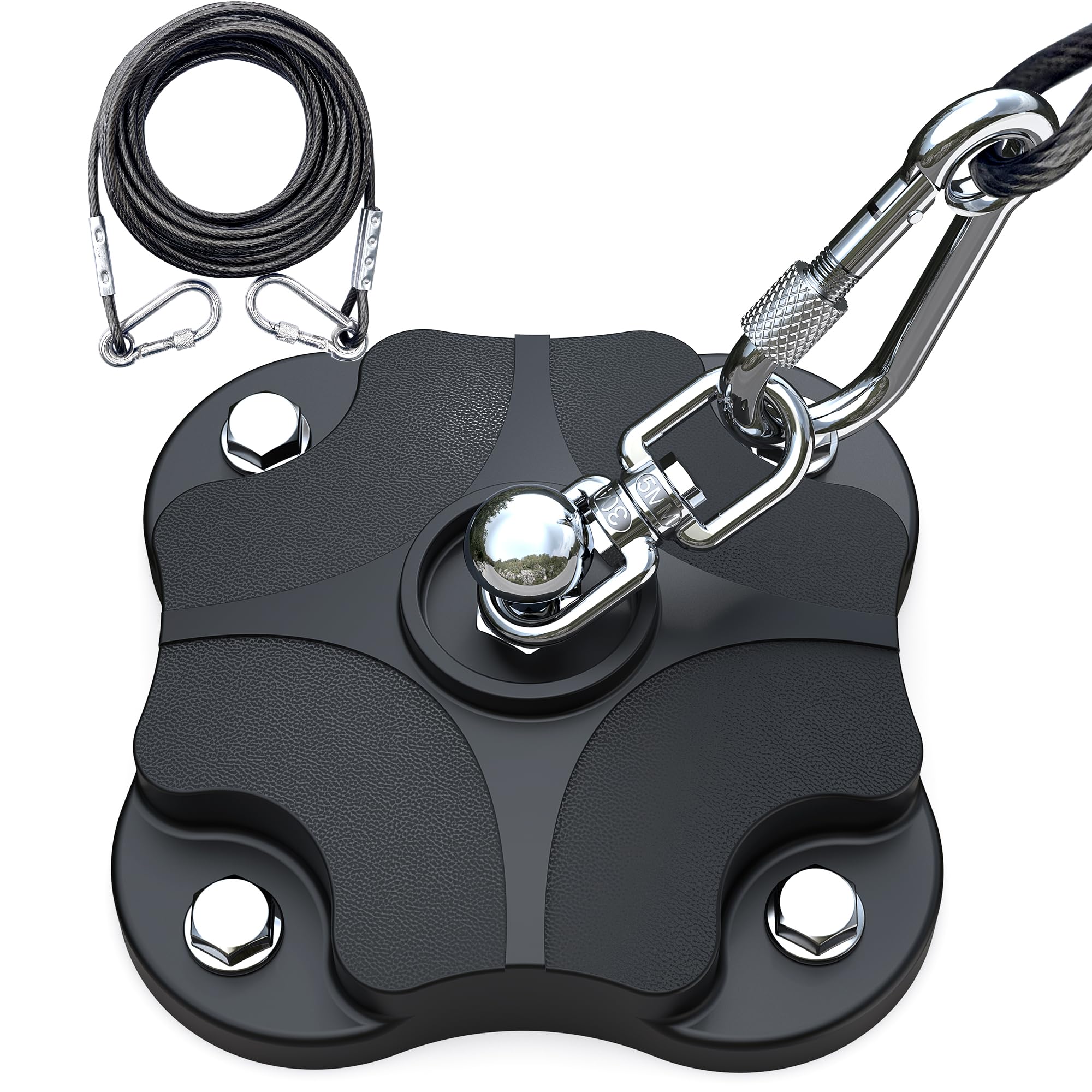 Dog Tie Out Cable And Stake For Camping,360Swivel Dog Run- No Tangle,With 20Ft Heavy Duty Cable,Rust Proof Runner Can Hold Up To