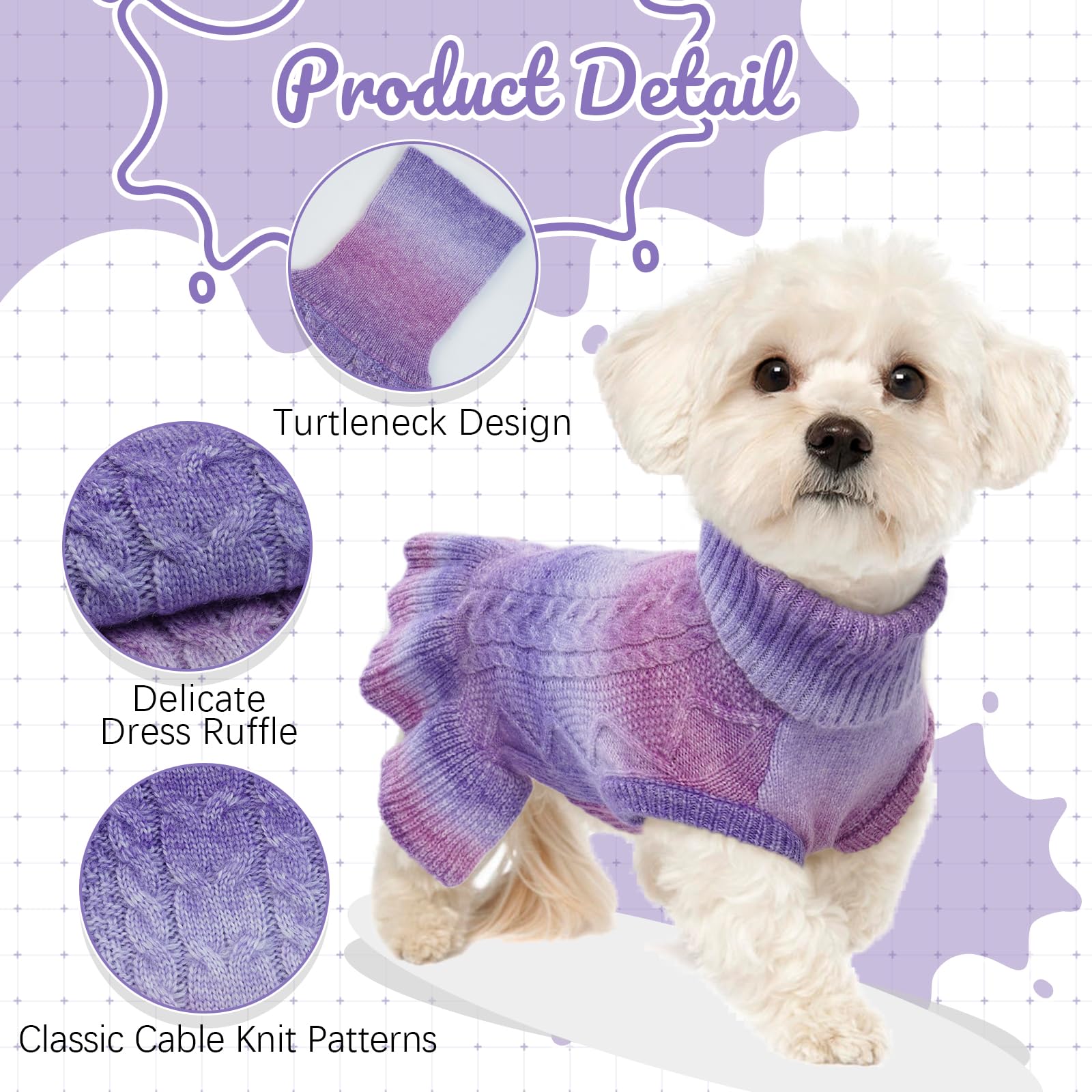 Lelepet Dog Sweater, Dog Sweaters for Large Dogs for Girls Christmas Dog Sweater Dress Pullover Dog Knitwear Cable Knit Warm Dog