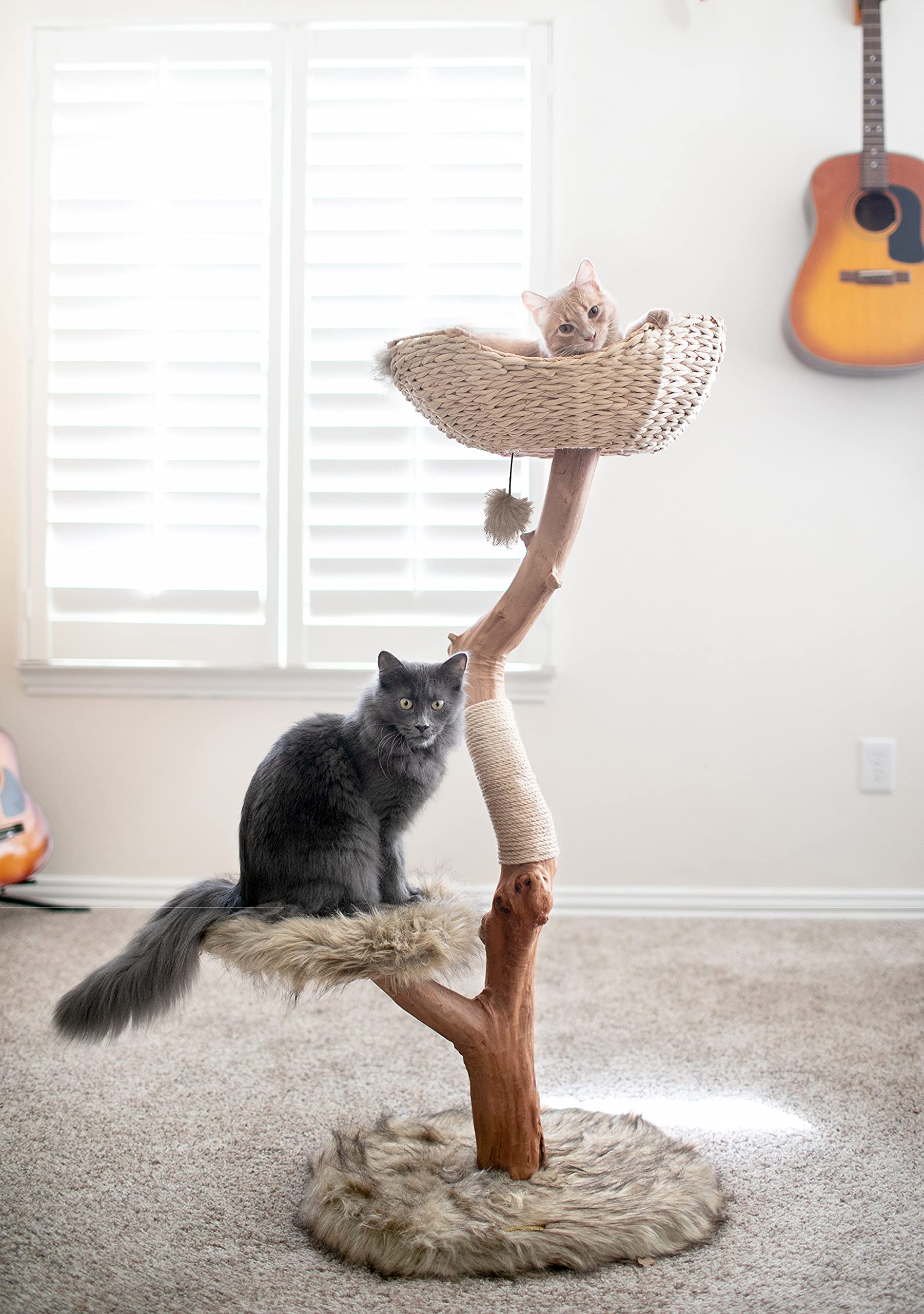 Wooden Cat Tree Tower, Modern Single Branch Cat Condo, Wood Cat Tree, Cat Climbing, Furniture For Cat, Cat Lover Gift, Cat Furni