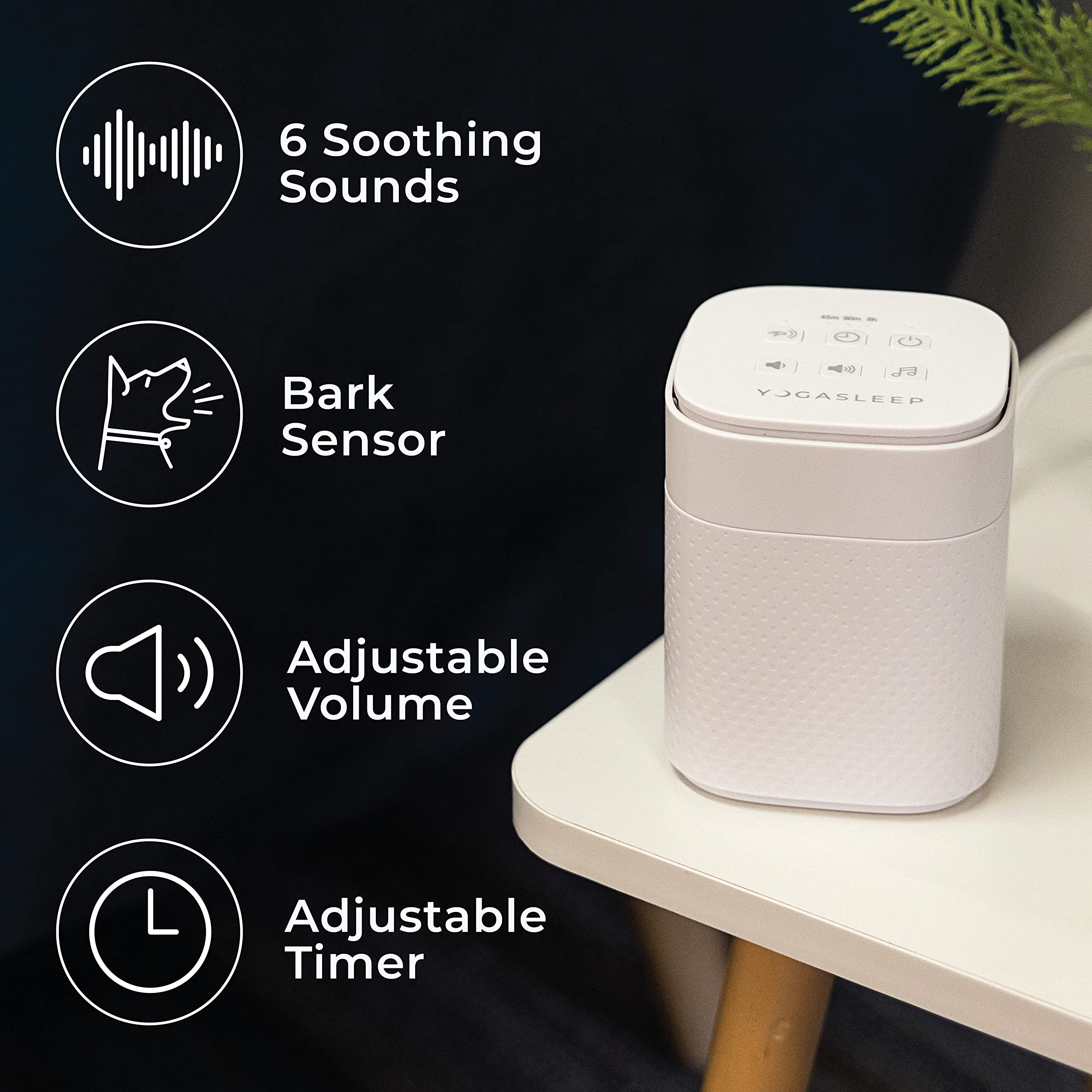 Yogasleep Pawzz White Noise Machine for Dogs, Home & All Pets. with Integrated Bark Sensor, 6 Automatic Relaxing Natural Sounds,