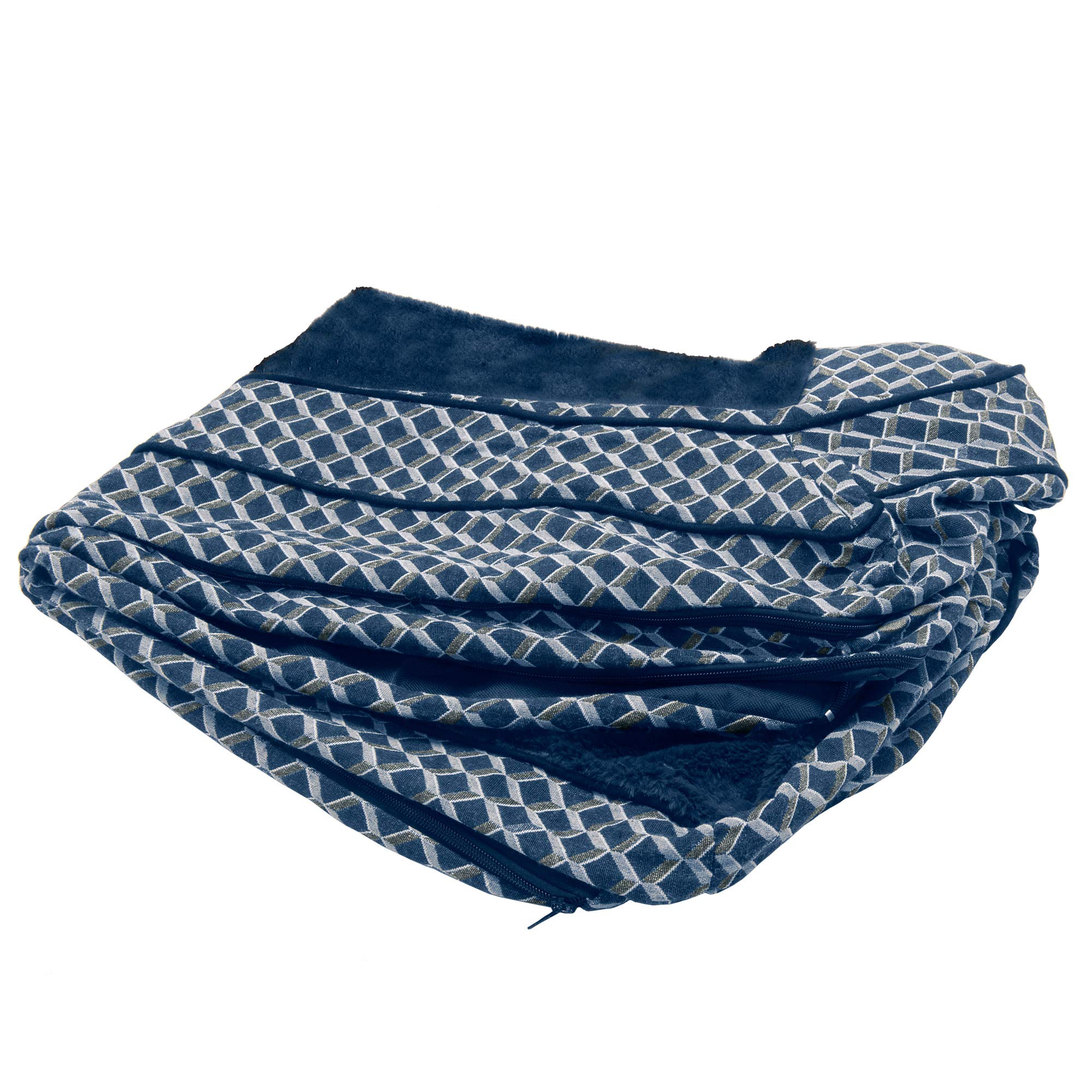 Furhaven Replacement Dog Bed Cover Comfy Couch Plush & D  cor Sofa-Style, Machine Washable - Diamond Blue, Jumbo (X-Large)