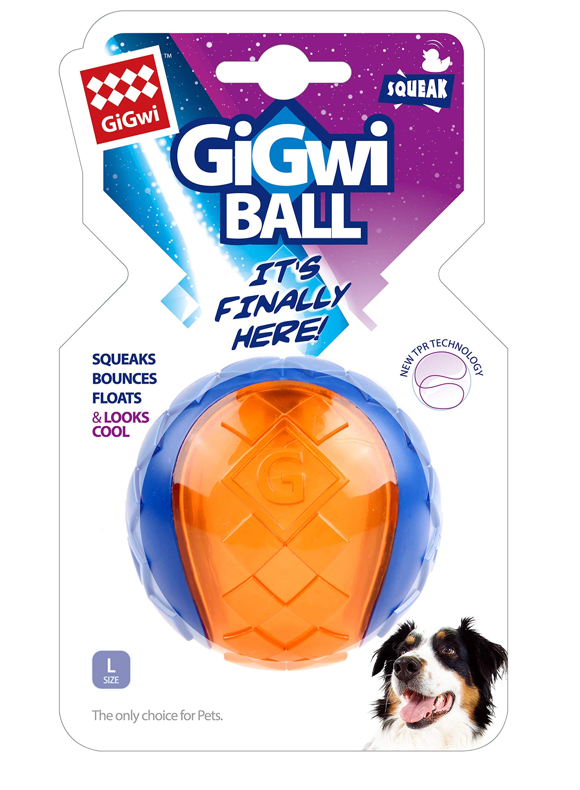 GiGwi Squeaky Dog Ball for Fetch & Play, High Bounce, Floats, Durable NonToxic Rubber Balls for Dogs, Gentle on Teeth & Gums, D