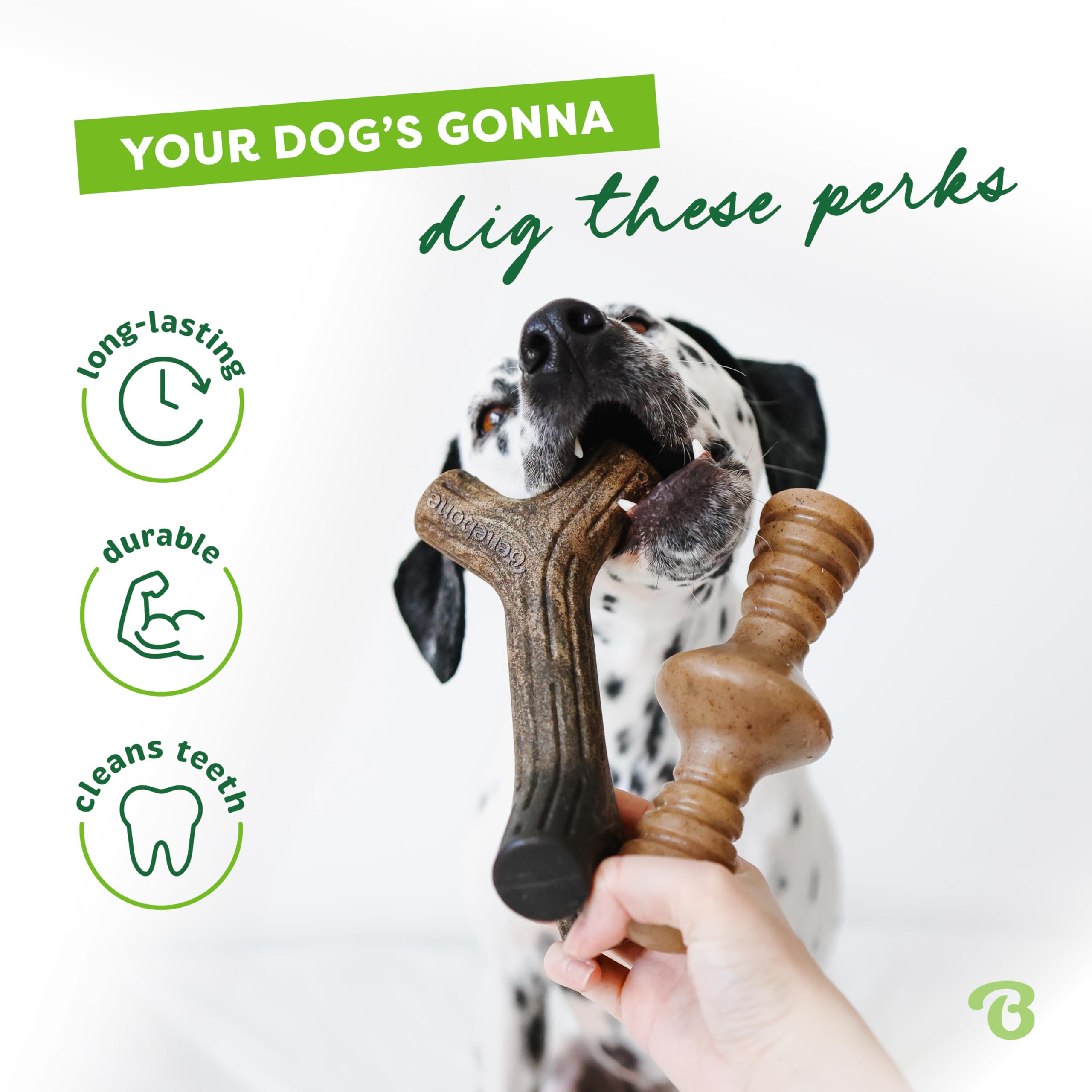 Benebone 2-Pack Maplestick/Zaggler Durable Dog Chew Toys, Real Maplewood, Real Bacon, Made In Usa Medium