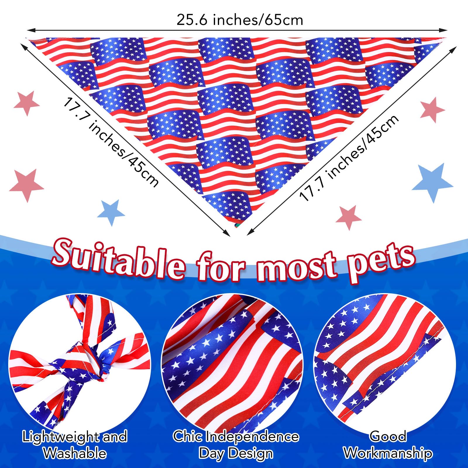 Abbylike 200 Pieces Patriotic Dog Bandanas Bulk 4 Of July Dog Bandanas For Dogs Independence Day Dog Kerchief Set Bibs Triangle