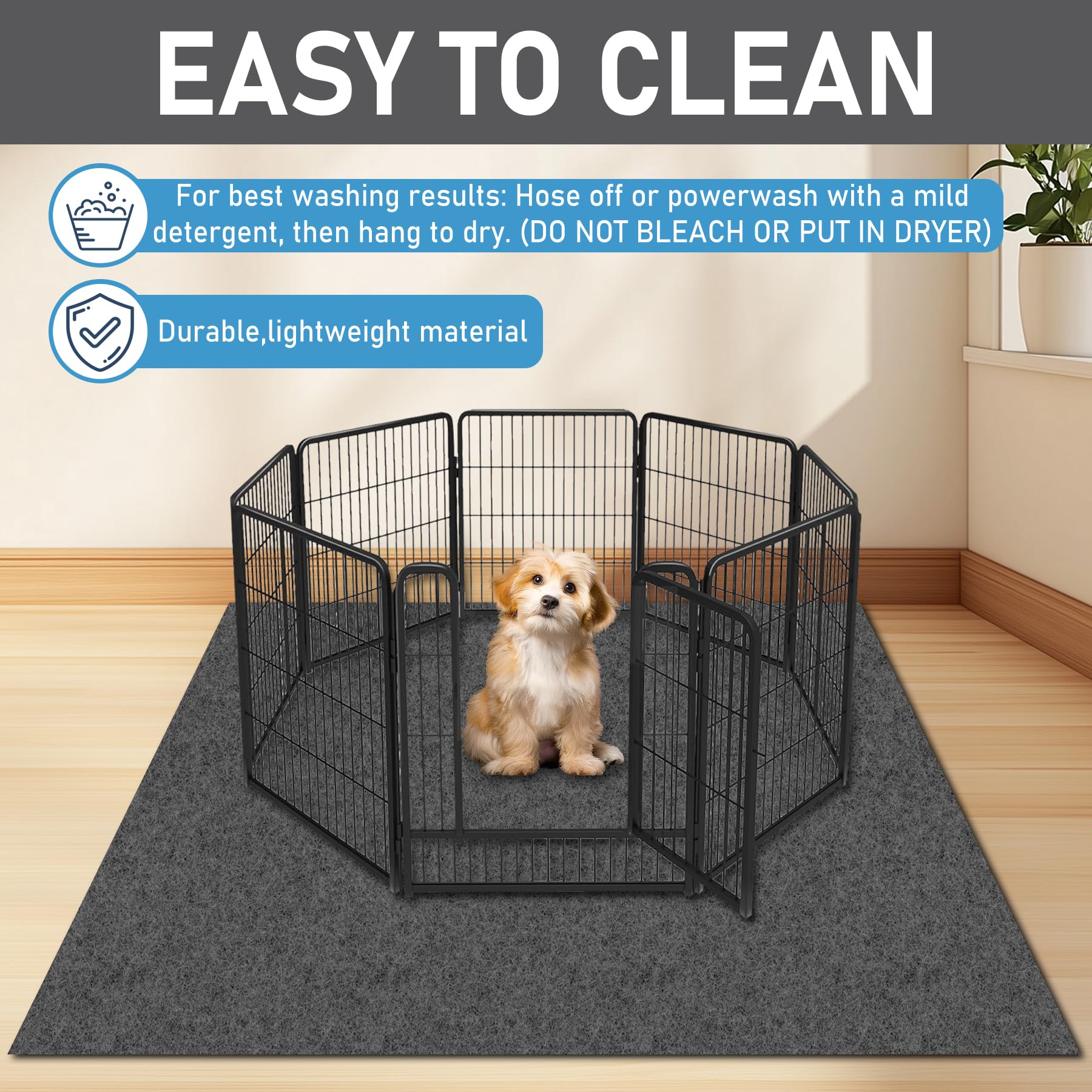 Breenhill 2-Pack Dog Playpen Mat, Xl Size (60    X 74   ), Washable Pee Pads For Dogs, Absorbent, Waterproof, Reusable Puppy Pad