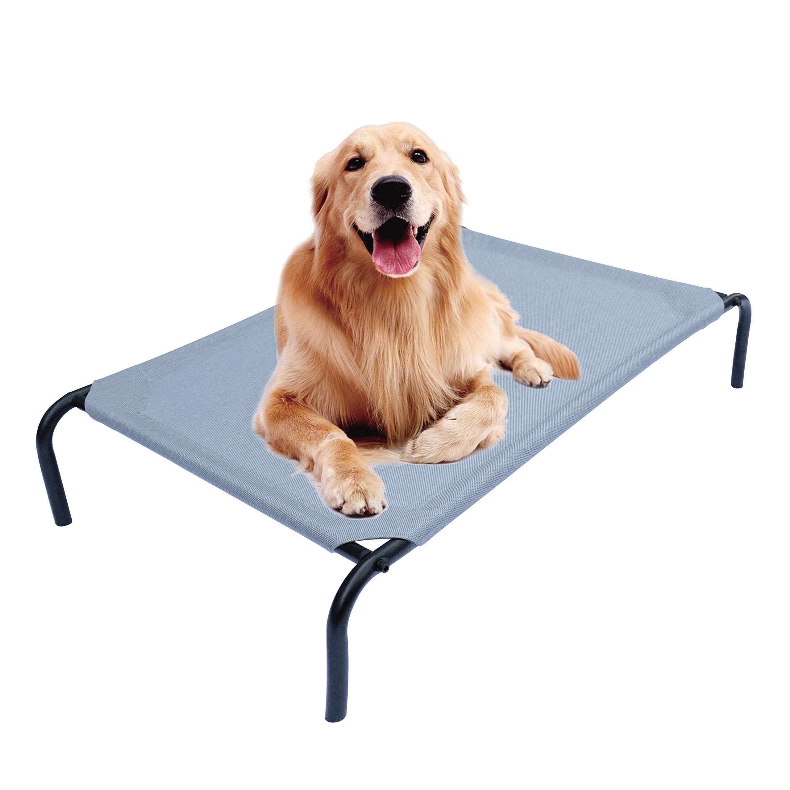 Phyex Heavy Duty Steel-Framed Portable Elevated Pet Bed, Elevated Cooling Pet Cot, 50.5'' L X 30.5'' W X 7.8'' H(L, Grey)