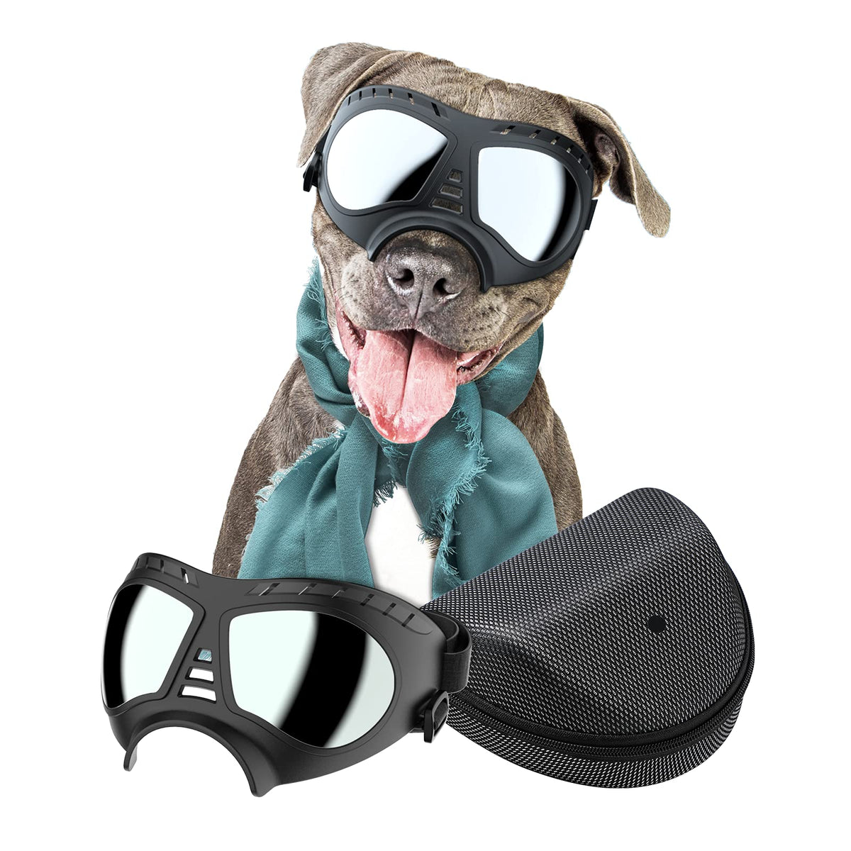 Nvted Dog Goggles Big Area Dog Sunglasses, Large Breed Windproof Snowproof Eye Protection Dog Glasses For Outdoor Driving Cycling (Large)