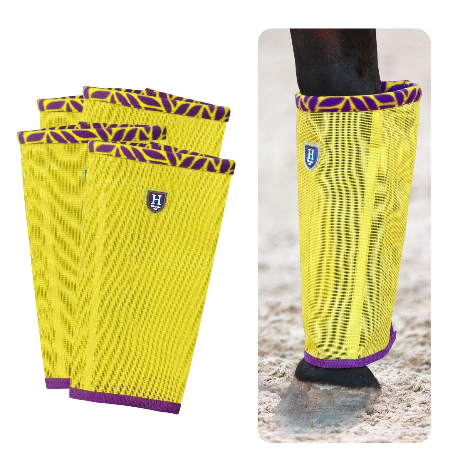 Caremaster Fine Mesh Fly Boots Loose Fitting & Non-Slip Horse Fly Leggings Fleece Air Flow (Set Of 4) Summer Lime Pony