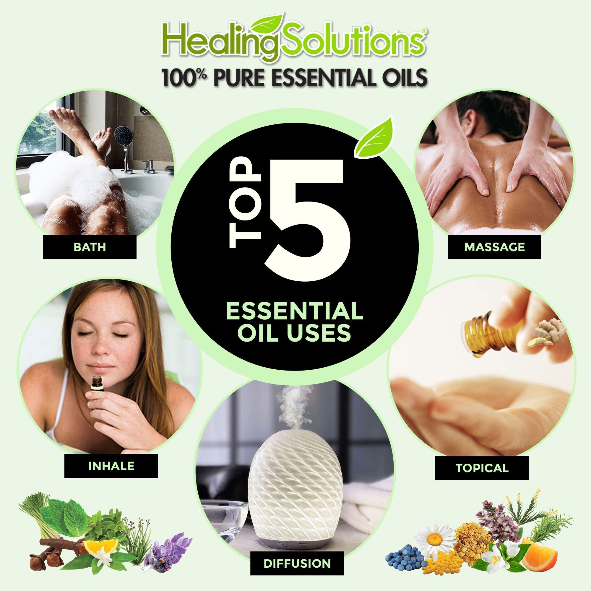 Healing Solutions Nutmeg Essential Oil - 10ml (0.33 Fl Oz) - Organic Aromatherapy Oil for Relaxation and Wellness