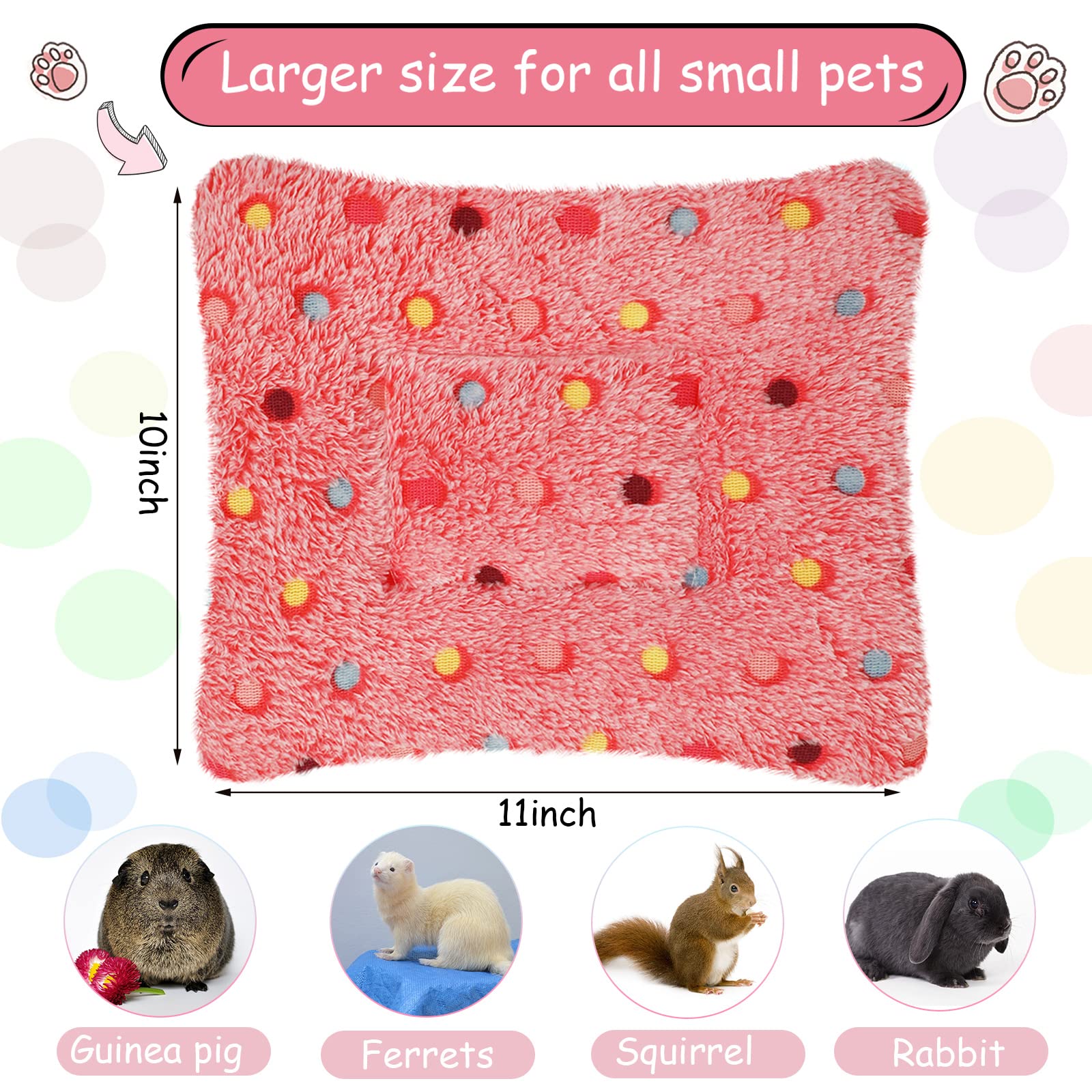 Jetec 3 Pcs Bunny Guinea Pig Beds Soft Bunny Mats Warm Guinea Pig Mat Small Animal Winter Bed Pads Fleece Sleeping Pads for Indo