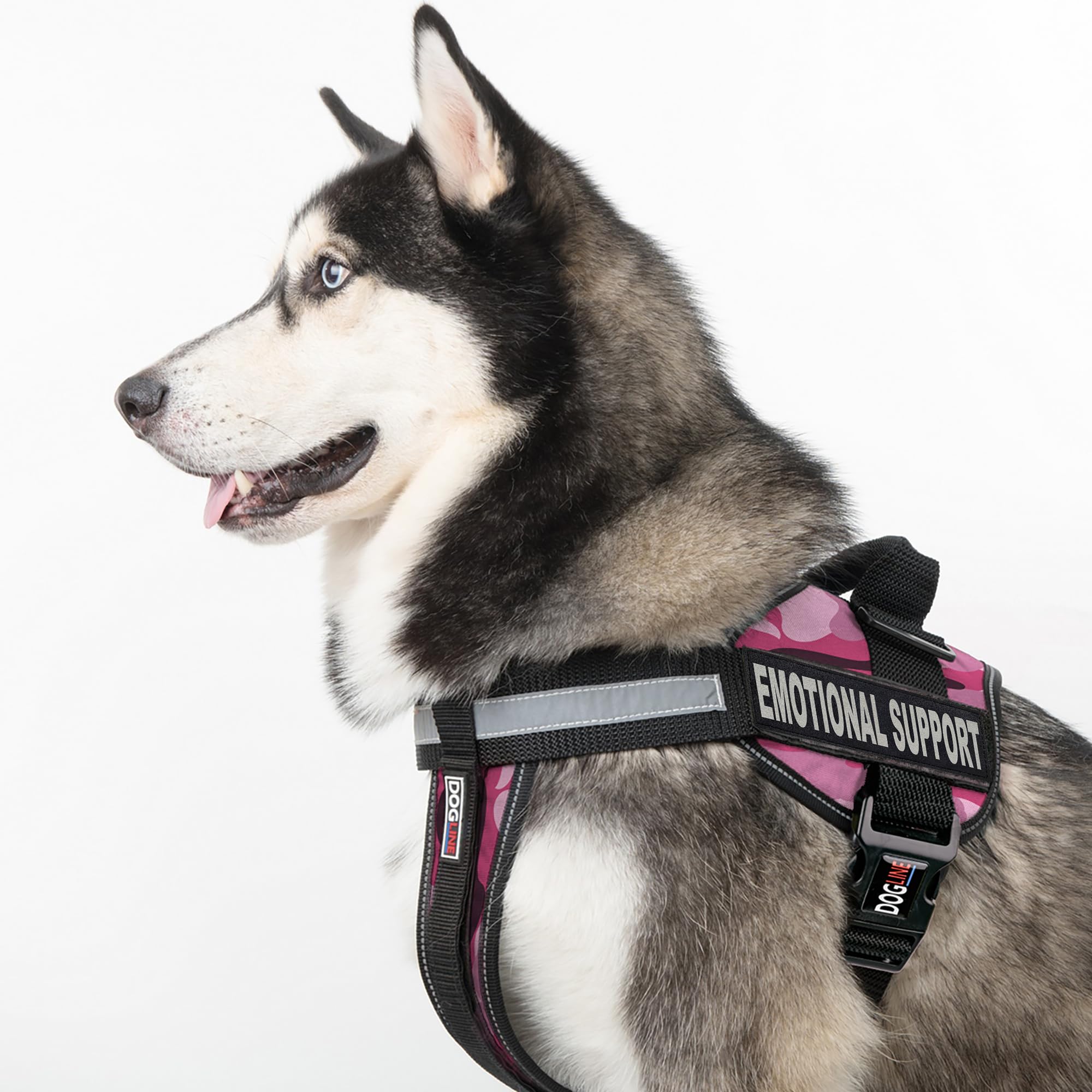 Dogline Unimax Dog Harness Vest With Emotional Support Patches Adjustable Straps Breathable Neoprene For Identification Training Dogs Girth 22 To 30 In Pink Camo