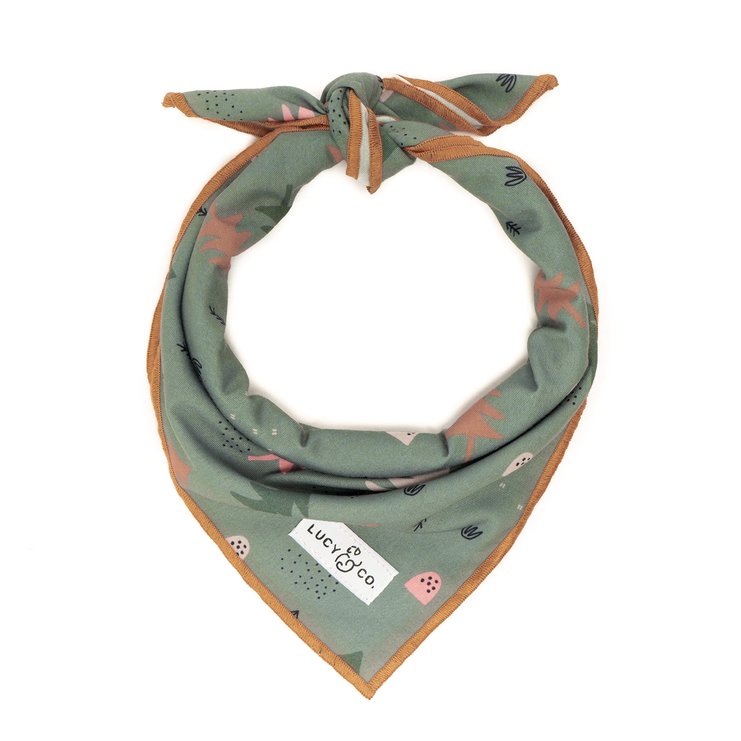 Lucy & Co. Take A Hike - Durable Comfortable Dog Bandana - Designer Puppy Accessory - Machine Washable - Small Blue Trees Bandan