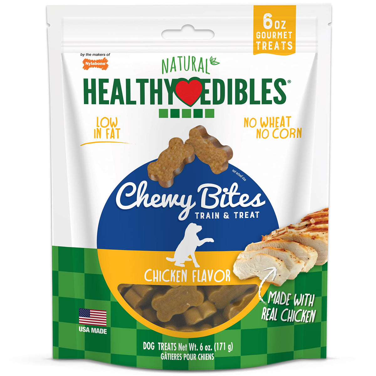 Nylabone Healthy Edibles Chewy Bites Dog Training Treats Chicken 6 Oz.
