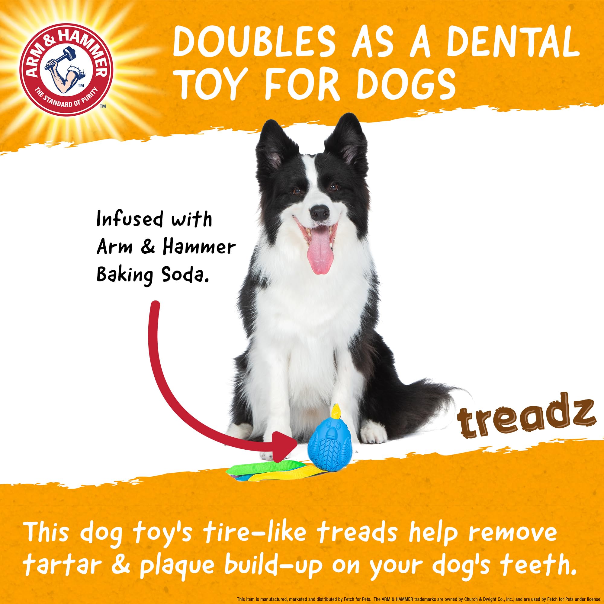 Arm & Hammer For Pets Super Treadz Large Rooster Dental Chew Toy For Dogs Dog Dental Toys Help Reduce Plaque & Tartar Buildup Wi