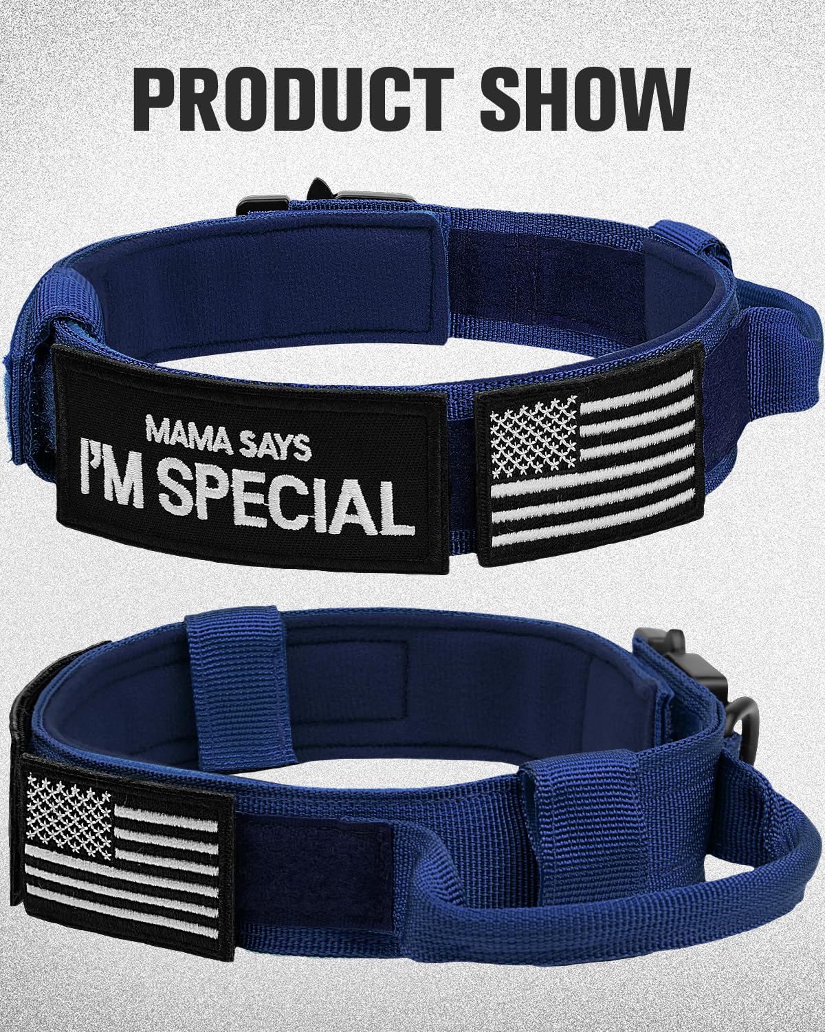 Joytale Tactical Dog Collar With Handle, Adjustable Heavy Duty Military Collar With 2 Patches For Training, Suitable For Large D