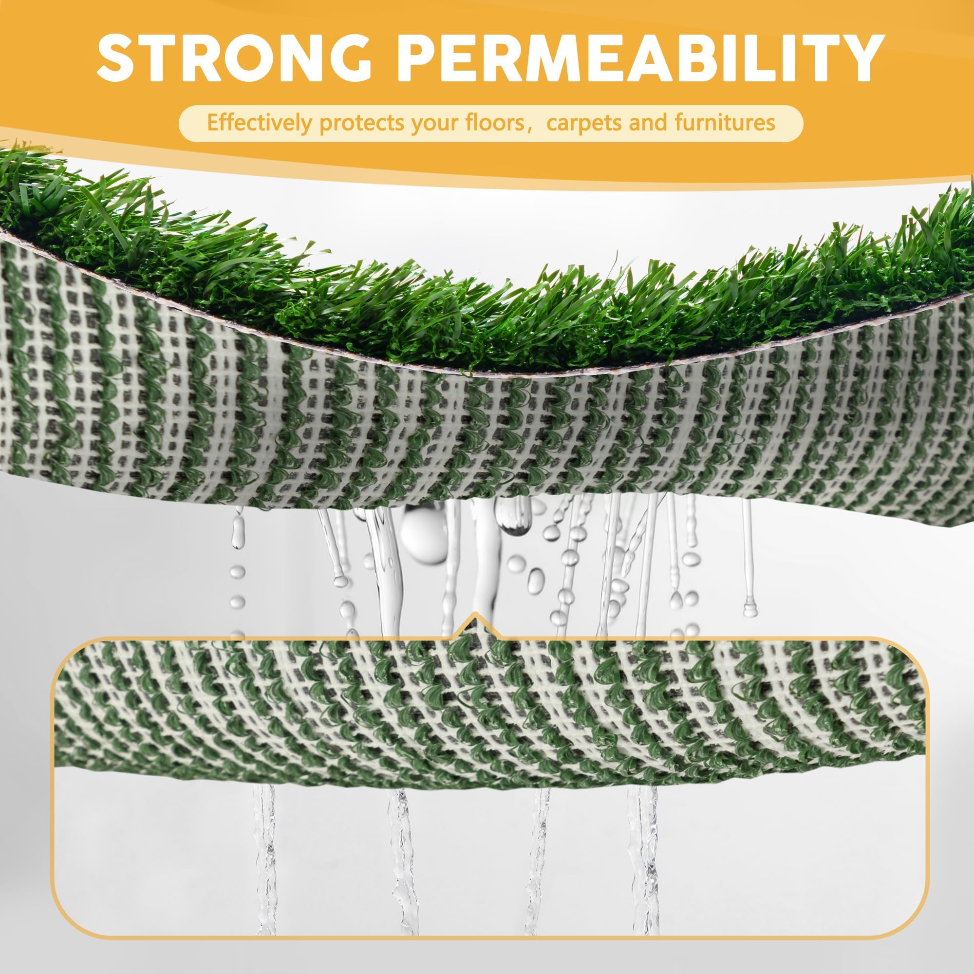 Indoor Dog Potty Grass With Tray Large, Reusable Dog Pee Grass Pad With Tray, Artificial Grass Turf For Puppy Potty Training, Ou