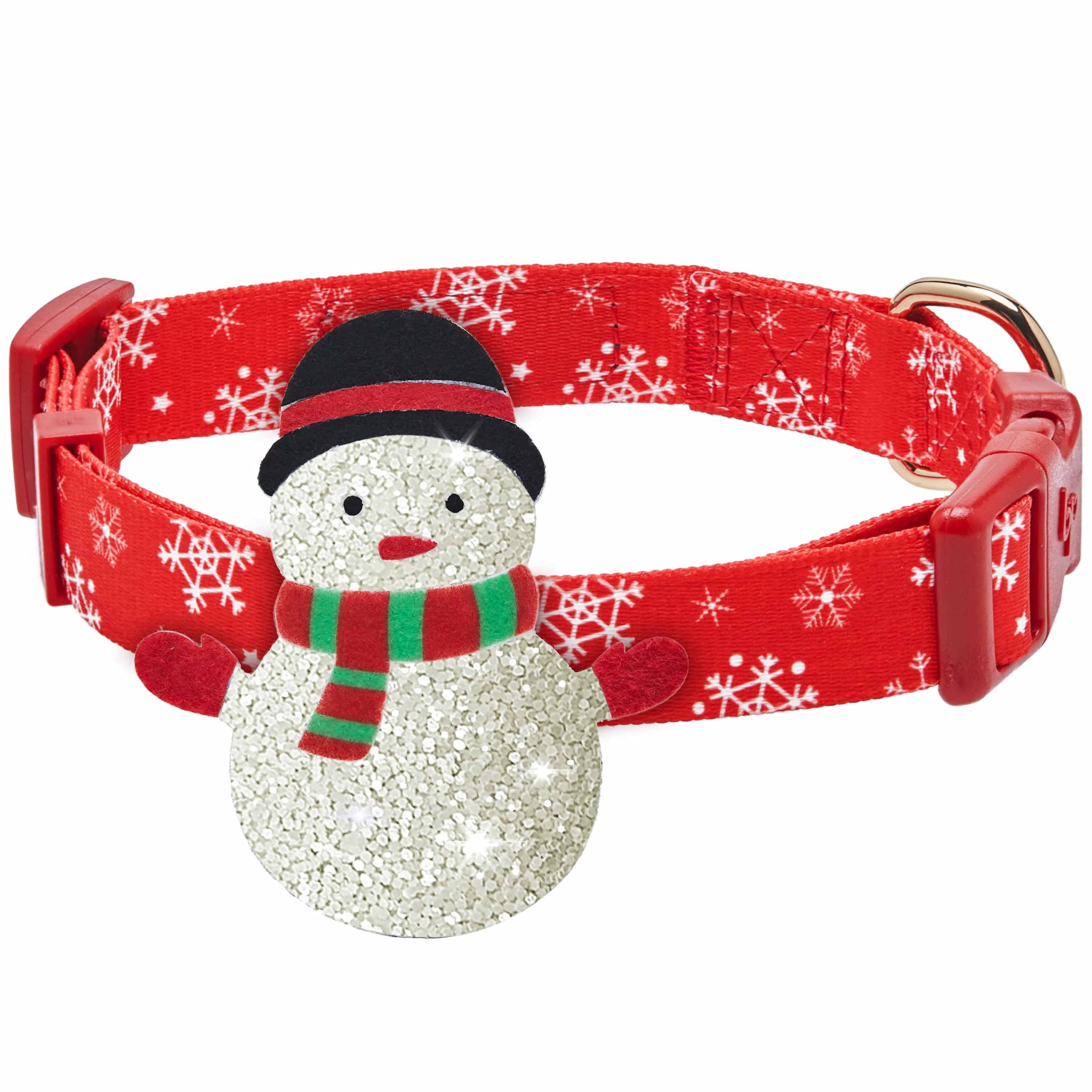 Blueberry Pet Christmas Snowflake Adjustable Dog Collar, Medium, 14.5''-20'', Festive Snowman D  Cor - Dog Collars For Small Dog