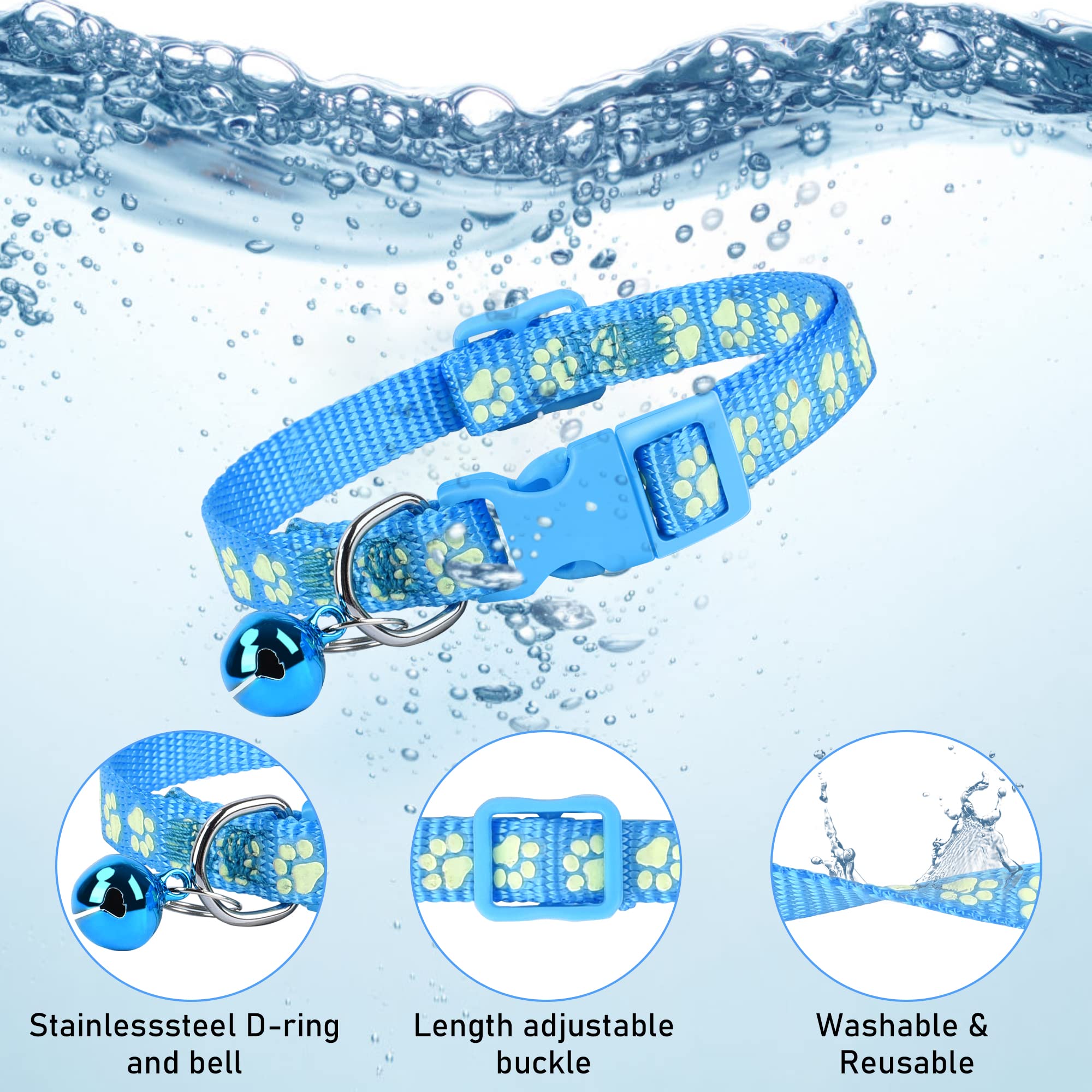 GAMUDA 12Pcs Reflective Puppy Collars, Soft Nylon Whelping Collars, Identification Collars Glow in The Dark, Adjustable Buckle L