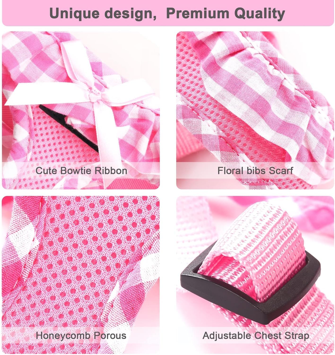 Superbuddy Upgraded Soft Mesh Dog Harness, Super Breathable Lightweight Pet Harnesses For Puppy Dogs Outdoor Walking, Pink And P