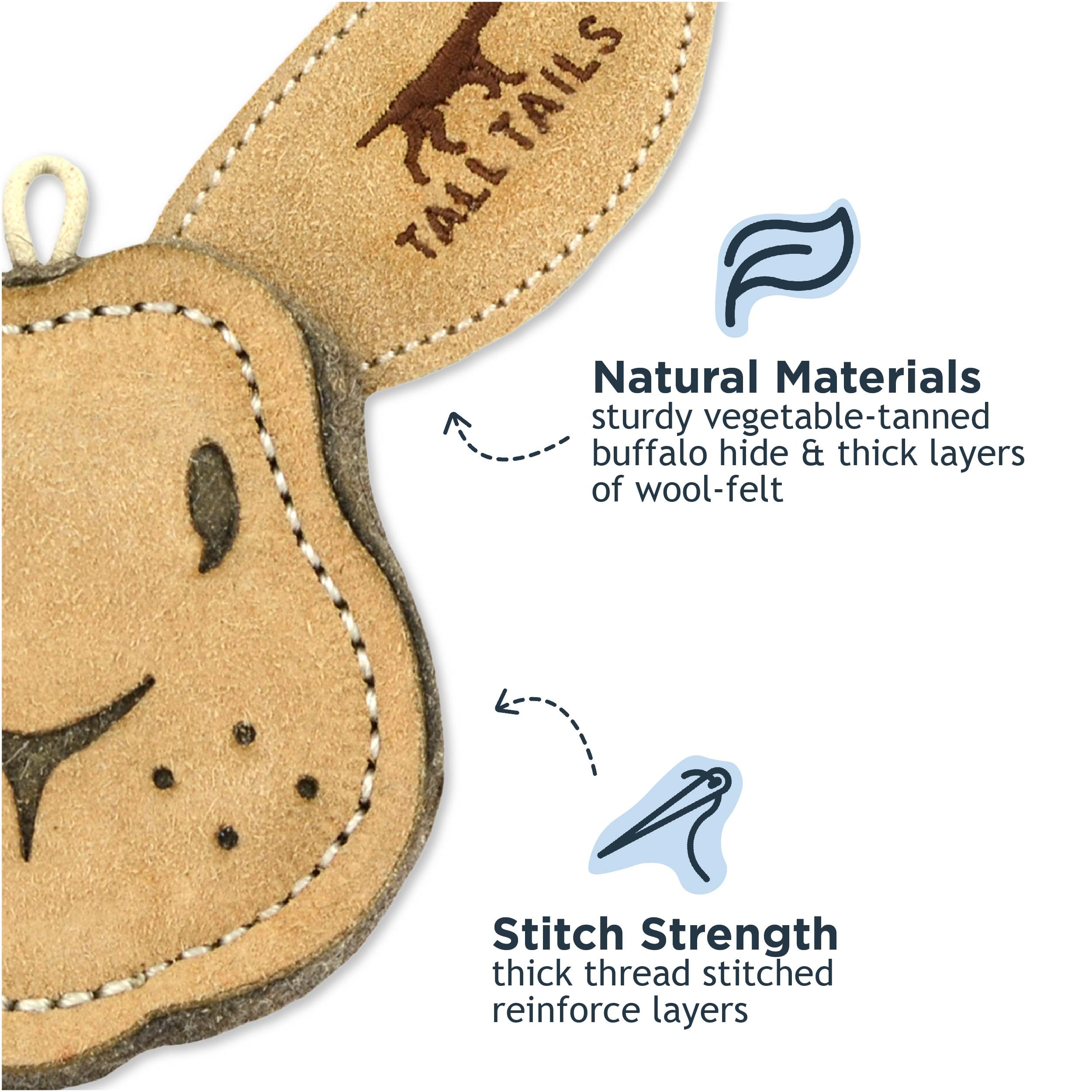 Tall Tails Dog Natural Leather Scrappy Fetch Toy For Dogs, Rabbit