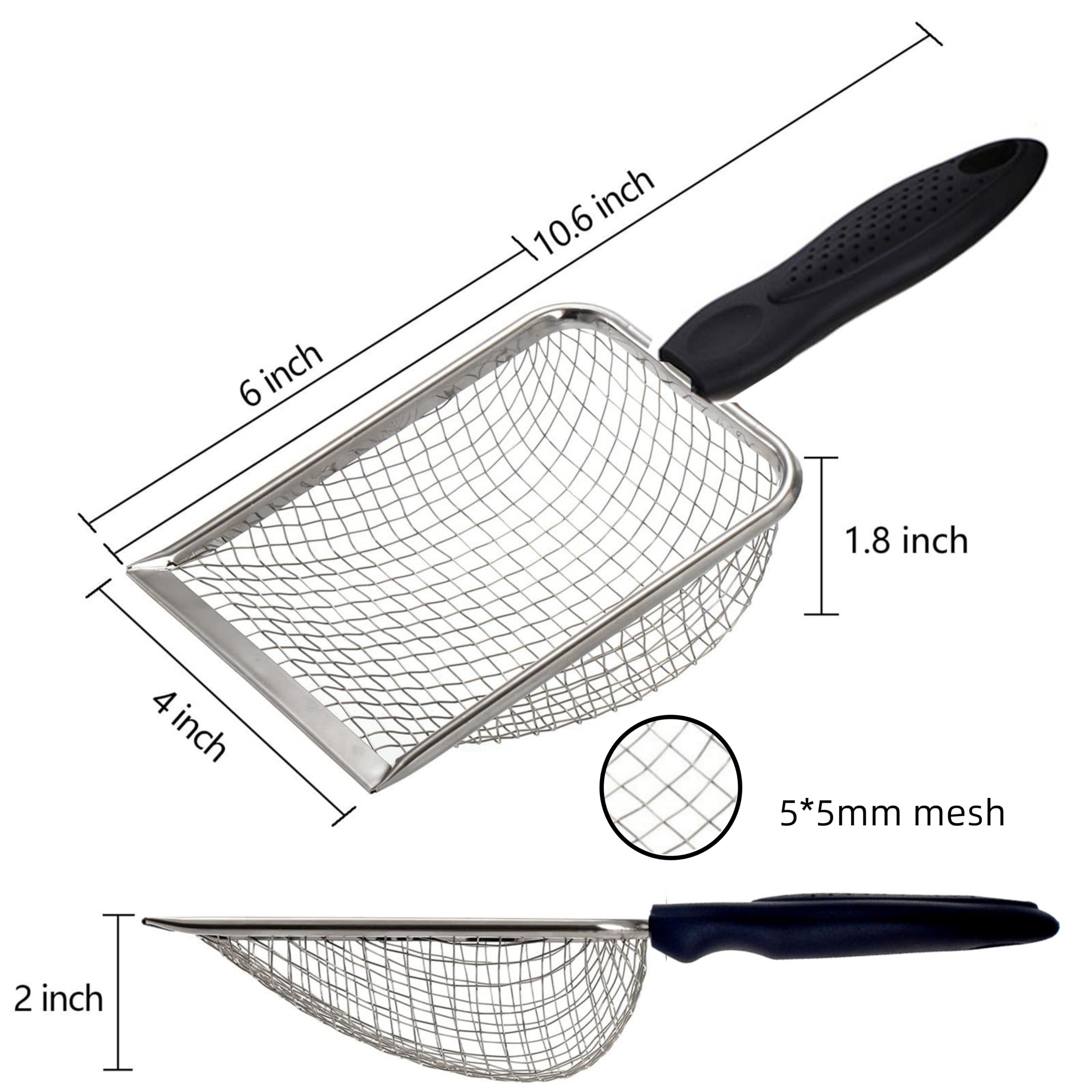 Firsal Cat Litter Scooper With Holder,Sturdy Litter Cleaner Corner Shovel,Stainless Steel Mesh Litter Scoop,Easy To Clean,Non-Sl