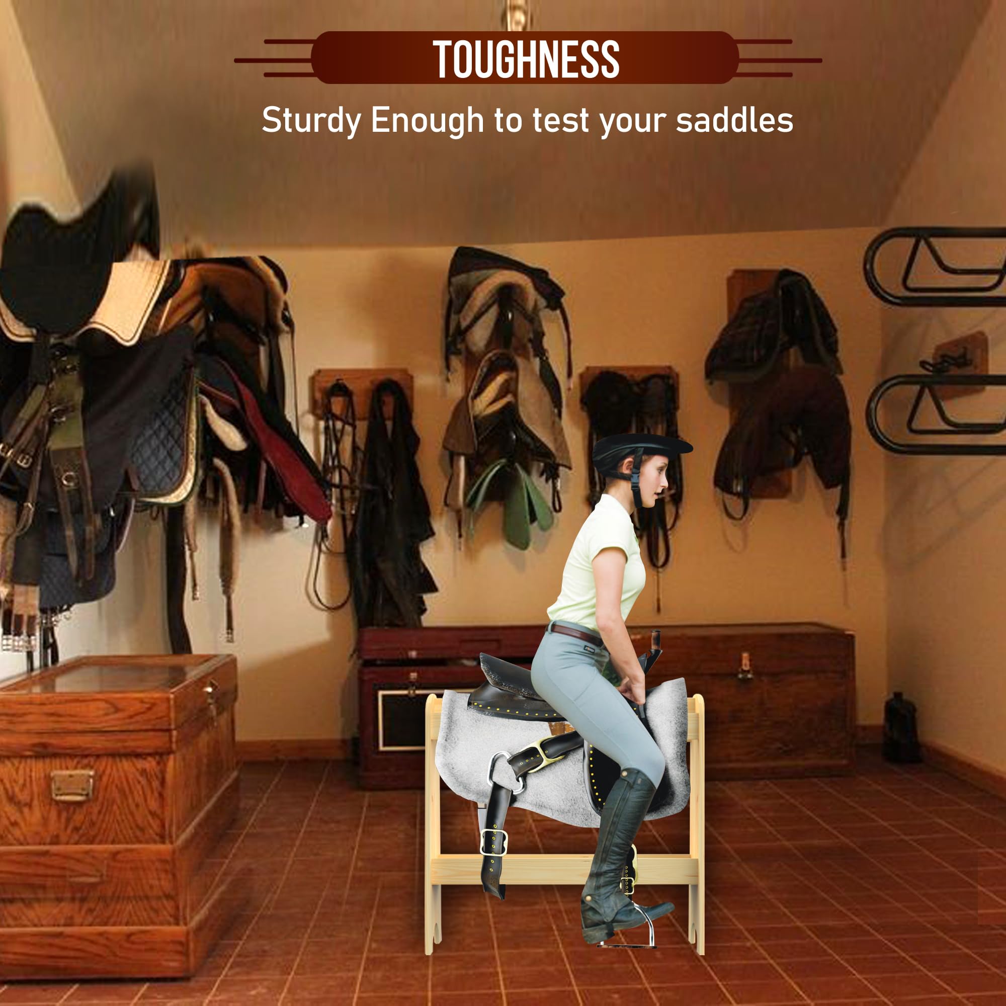 Hotcan Pine Wood Saddle Rack - Ideal Saddle Stand For Western Horse Gear And Horse Tack Organizers, Suitable For Displaying Trop