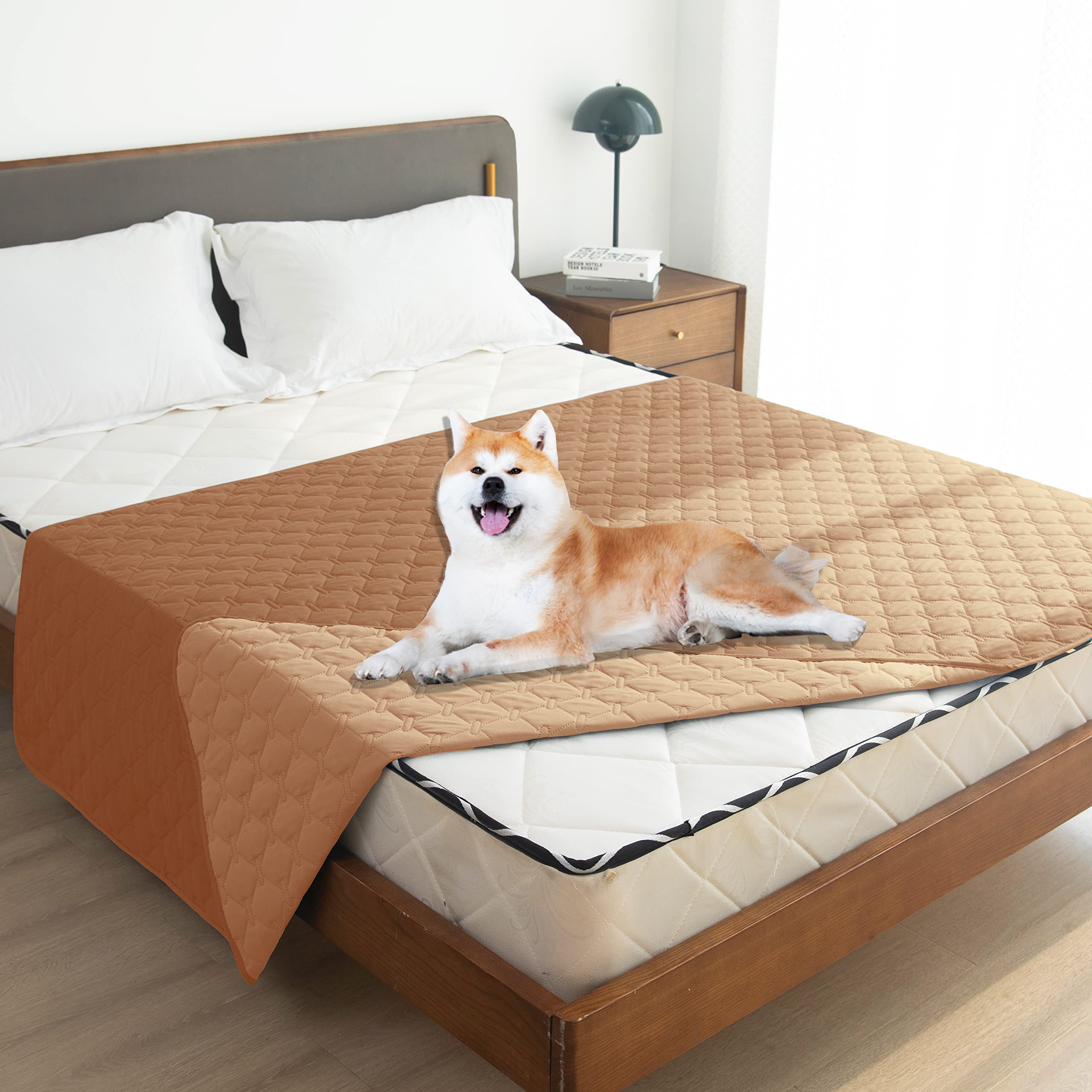 Gogobunny 100% Double-Faced Waterproof Dog Bed Cover Pet Blanket Sofa Couch Furniture Protector For Kids Children Dog Cat, Reversible(82X82 Inch (Pack Of 1), Dark Pumpkin/Light Pumpkin)