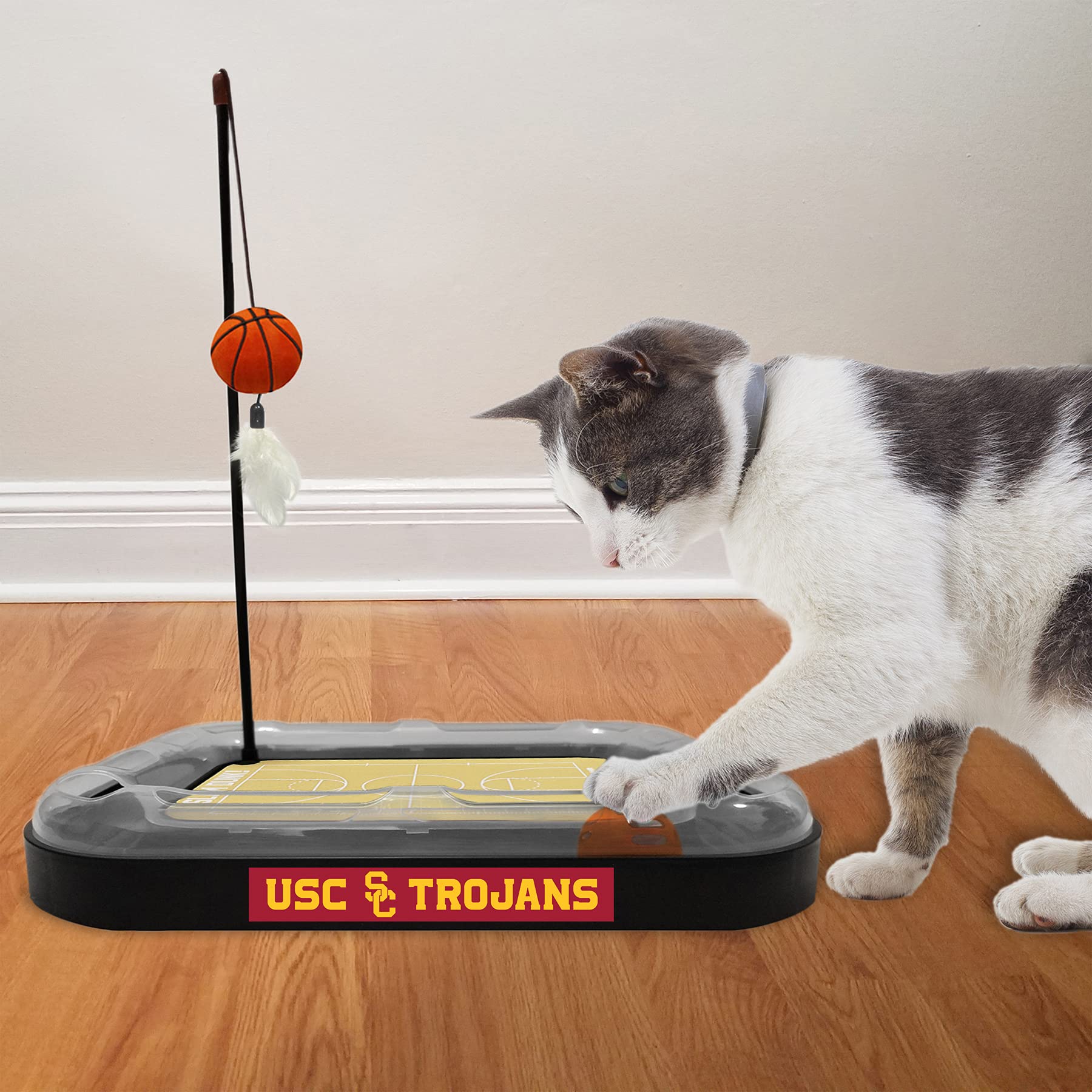Cats Scratcher Ncaa Usc Trojans Basketball Court Cat Scratcher Toy With Catnip Filled Plush Basketball Toy & Feather Cat Toy Han