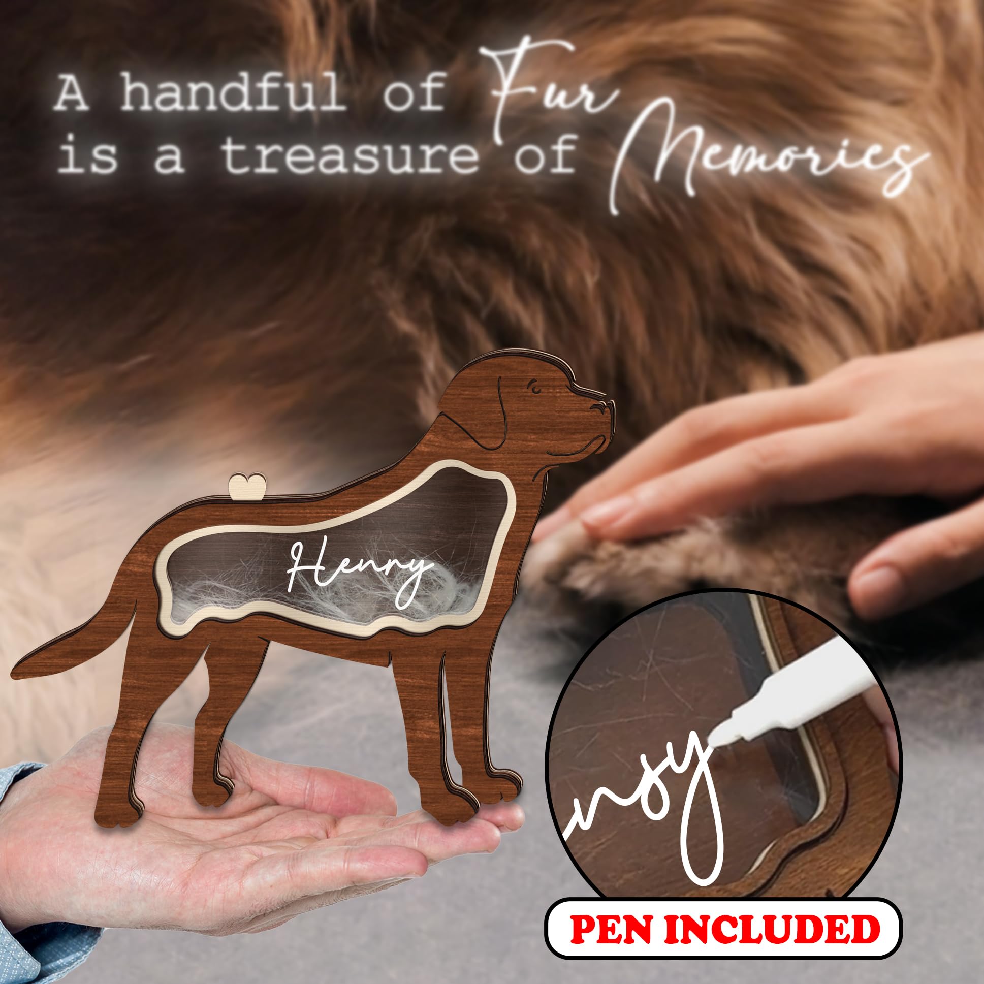 Labrador Dog Hair Keepsake Box Wooden Pet Fur Gifts For Dog Cat Unique Dog Shape Standable Tabletop Decor Pet Dog Memorial Idea