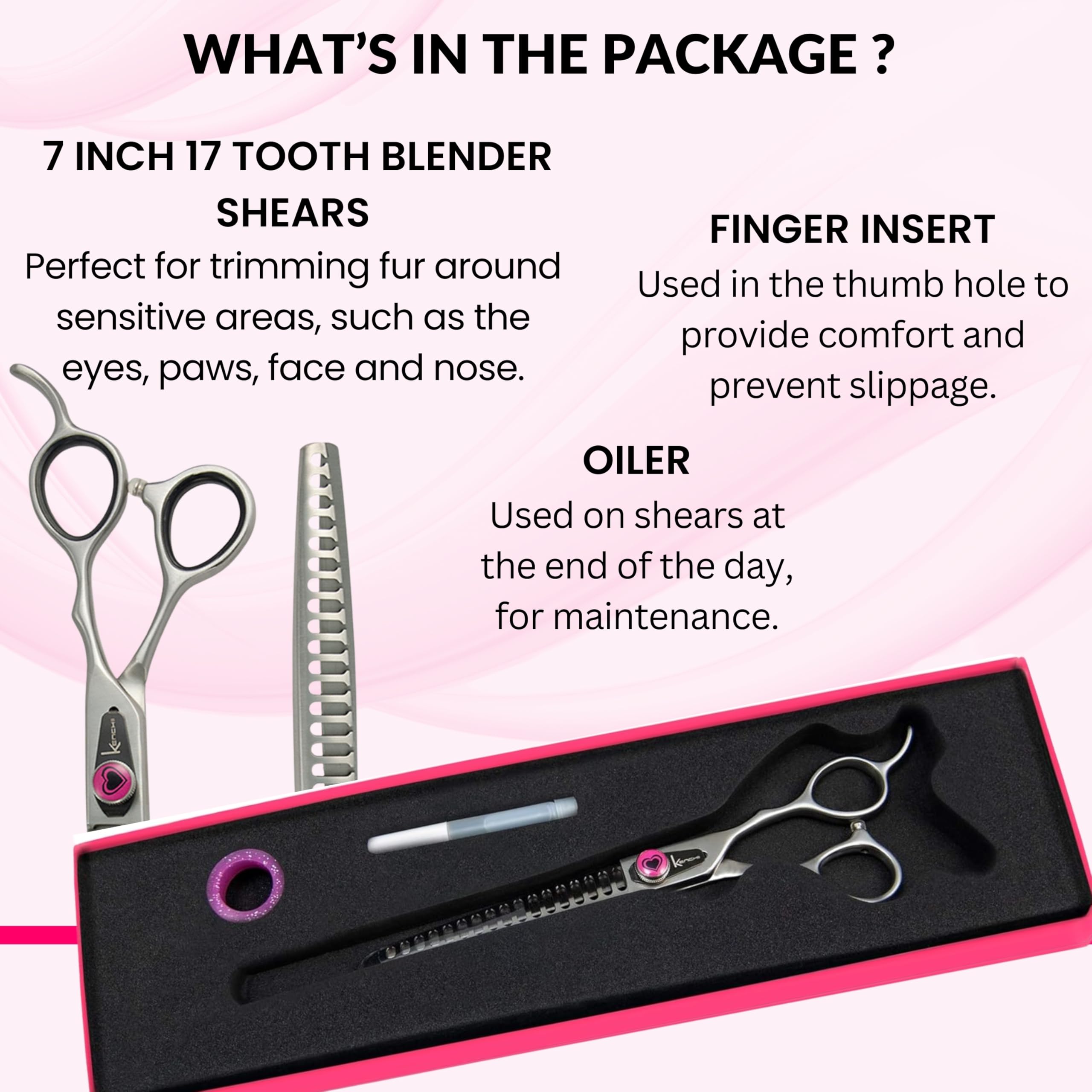 Kenchii Love Dog Grooming Scissors, 17 Tooth Thinning Shears, Dog Scissors For Grooming, Professional Pet Grooming Scissors, Heavy Duty, Durable And Sharp