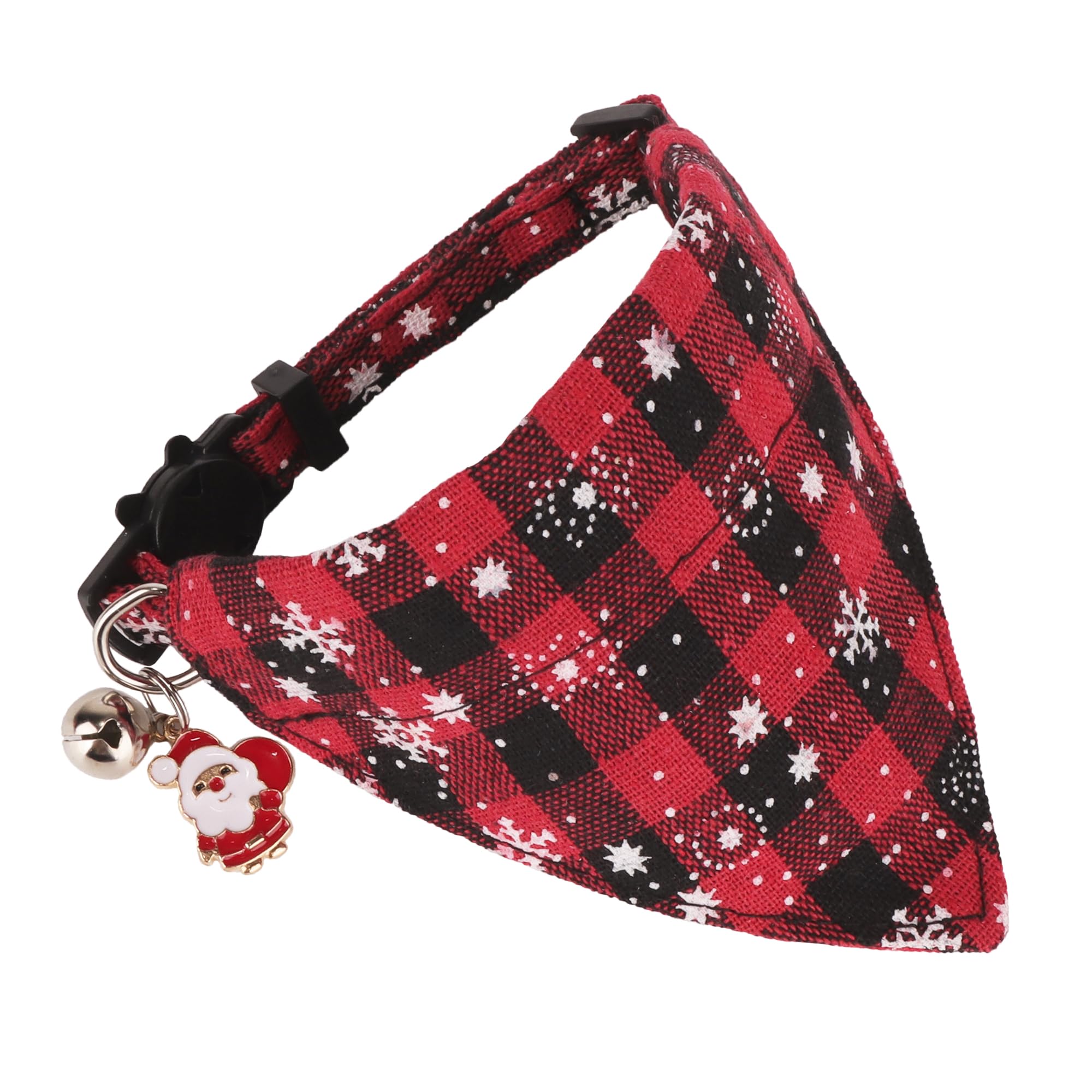 Adoggygo Christmas Cat Collars Breakaway With Bell, 2 Pack Adjustable Cat Collar With Removable Bandana, Red Green Plaid Snowflake Cat Bandana Collar For Kittens Cats (7.5'- 10.5', Scarf)
