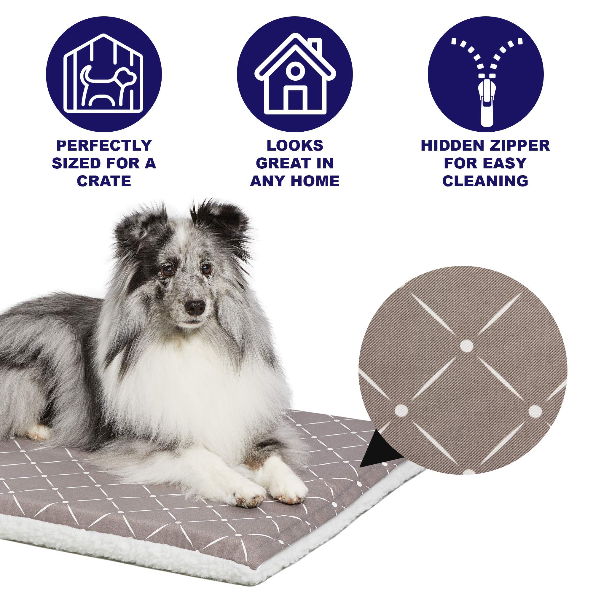 Midwest Homes for Pets Quiet Time Couture Paxton Pet Bed Mushroom/Fleece with Pillow Cover, Mushroom, Mushroom Diamond Pattern (