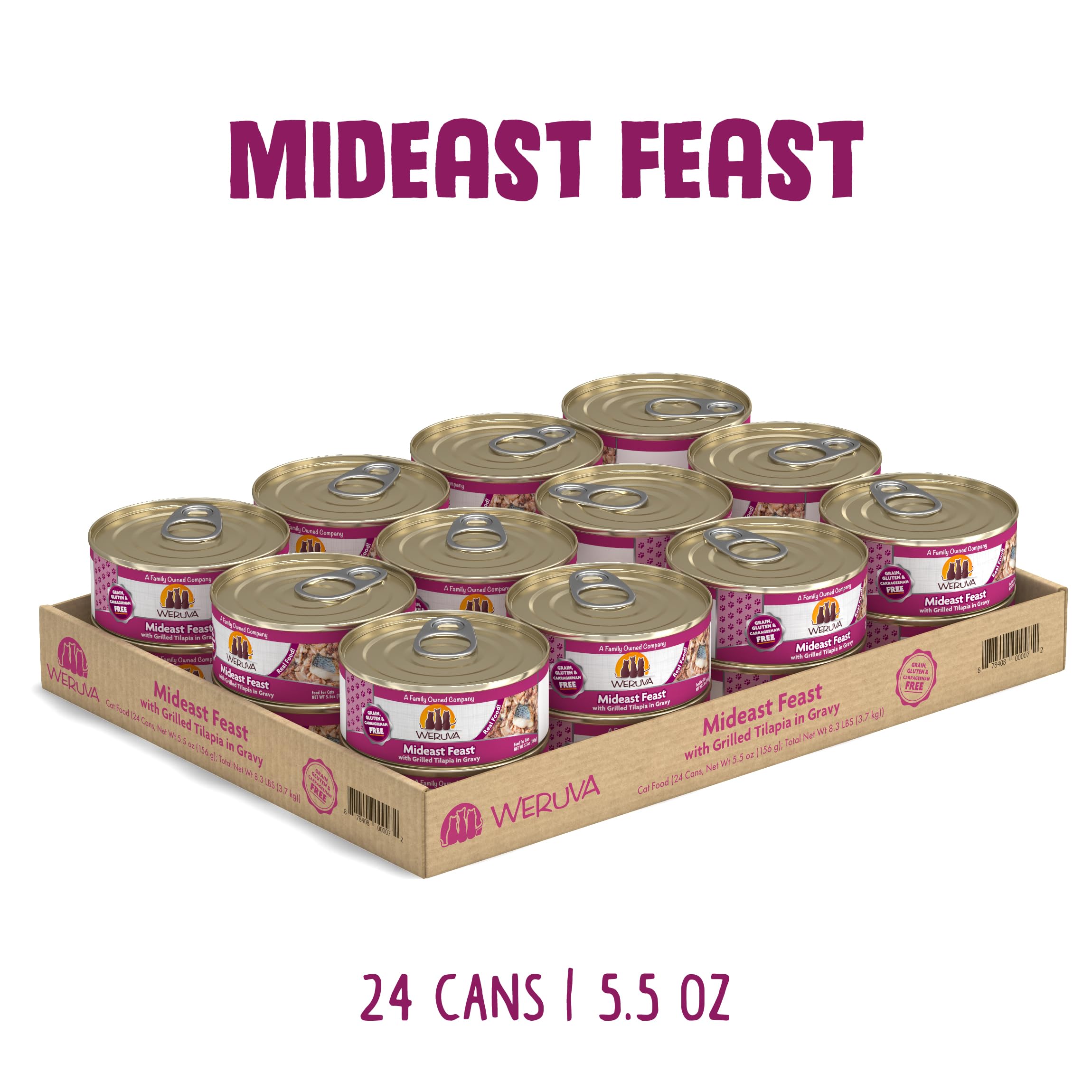Weruva Classic Cat Food, Mideast Feast with Grilled Tilapia in Gravy, 5.5oz Can (Pack of 24)