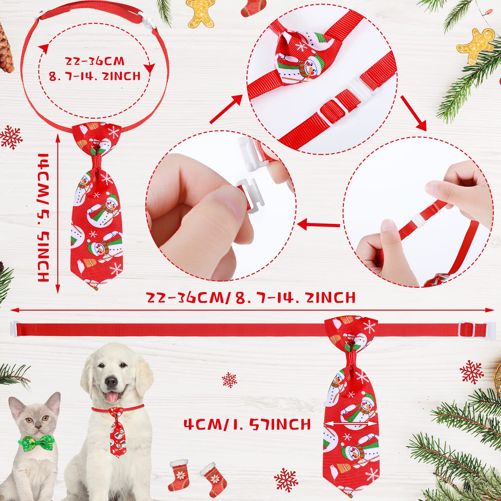 50 Pieces Christmas Dog Bow Tie Collar Set Includes 25 Dog Neckties And 25 Dog Bow Ties Adjustable Dog Bowties Neckties Collars For Dogs Cat Decoration(Stylish Pattern)