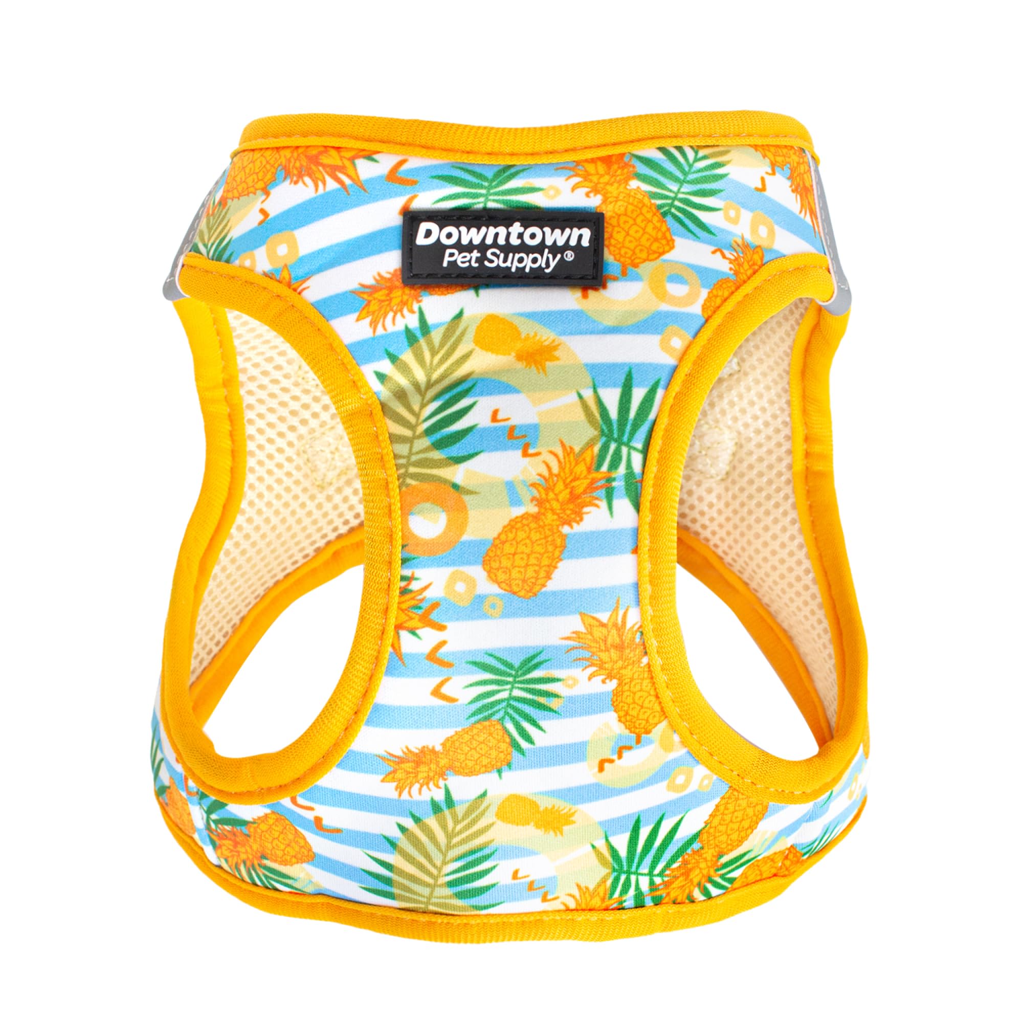 Downtown Pet Supply Step In Dog Harness No Pull, X-Large, Pineapple - Adjustable Harness With Padded Mesh Fabric And Reflective 