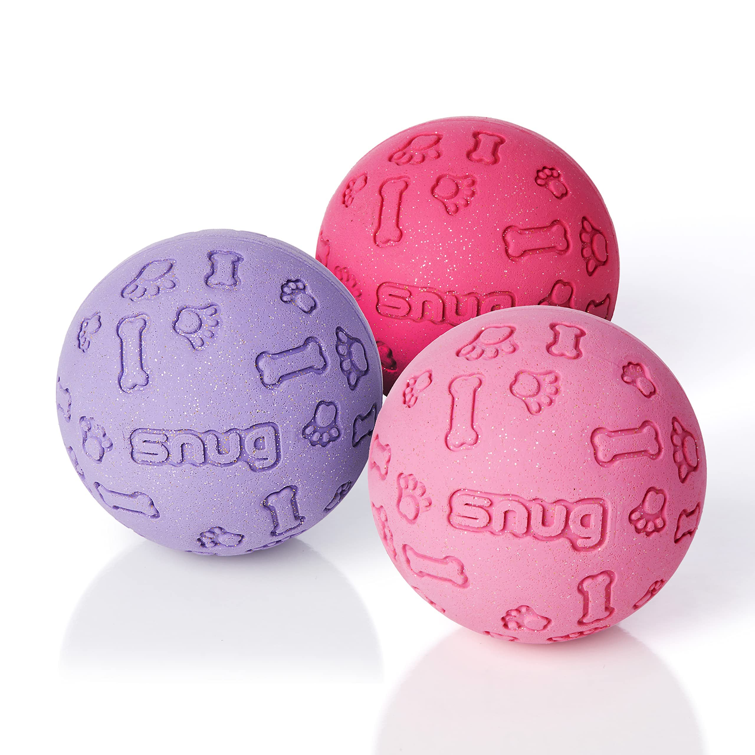 Snug Rubber Dog Balls For Small And Medium Dogs - Tennis Ball Size - Virtually Indestructible (3 Pack - Chic)